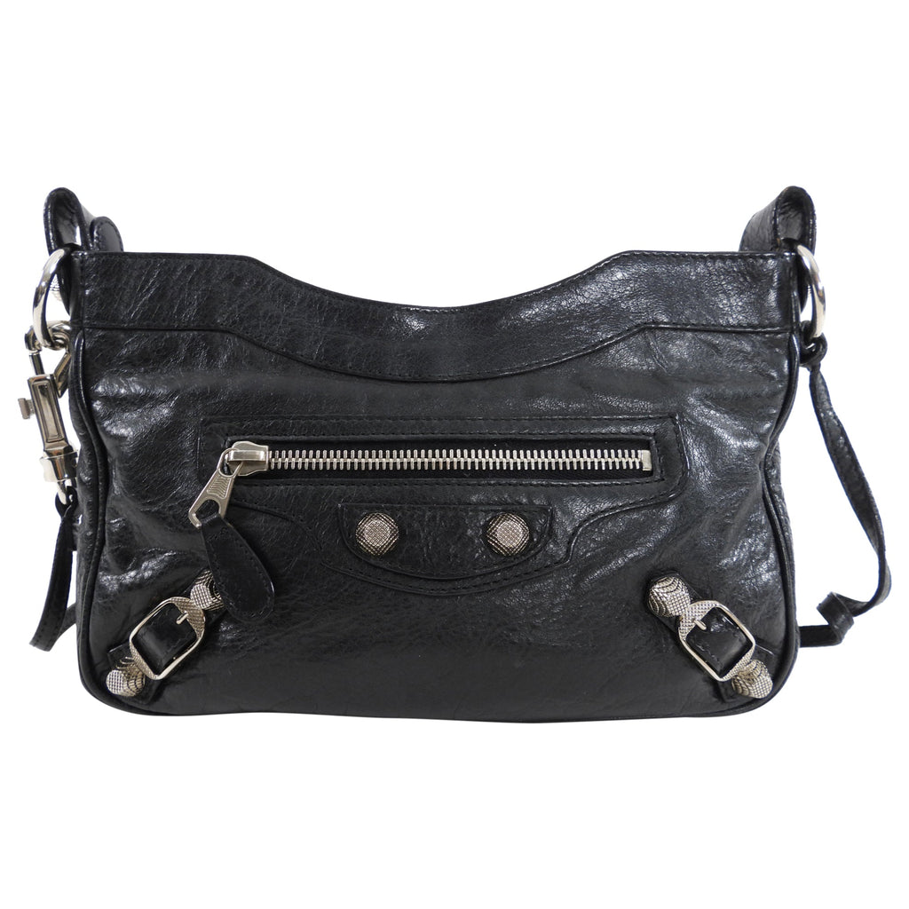 Balenciaga Black Leather Giant 12 Stud Hip Crossbody Bag