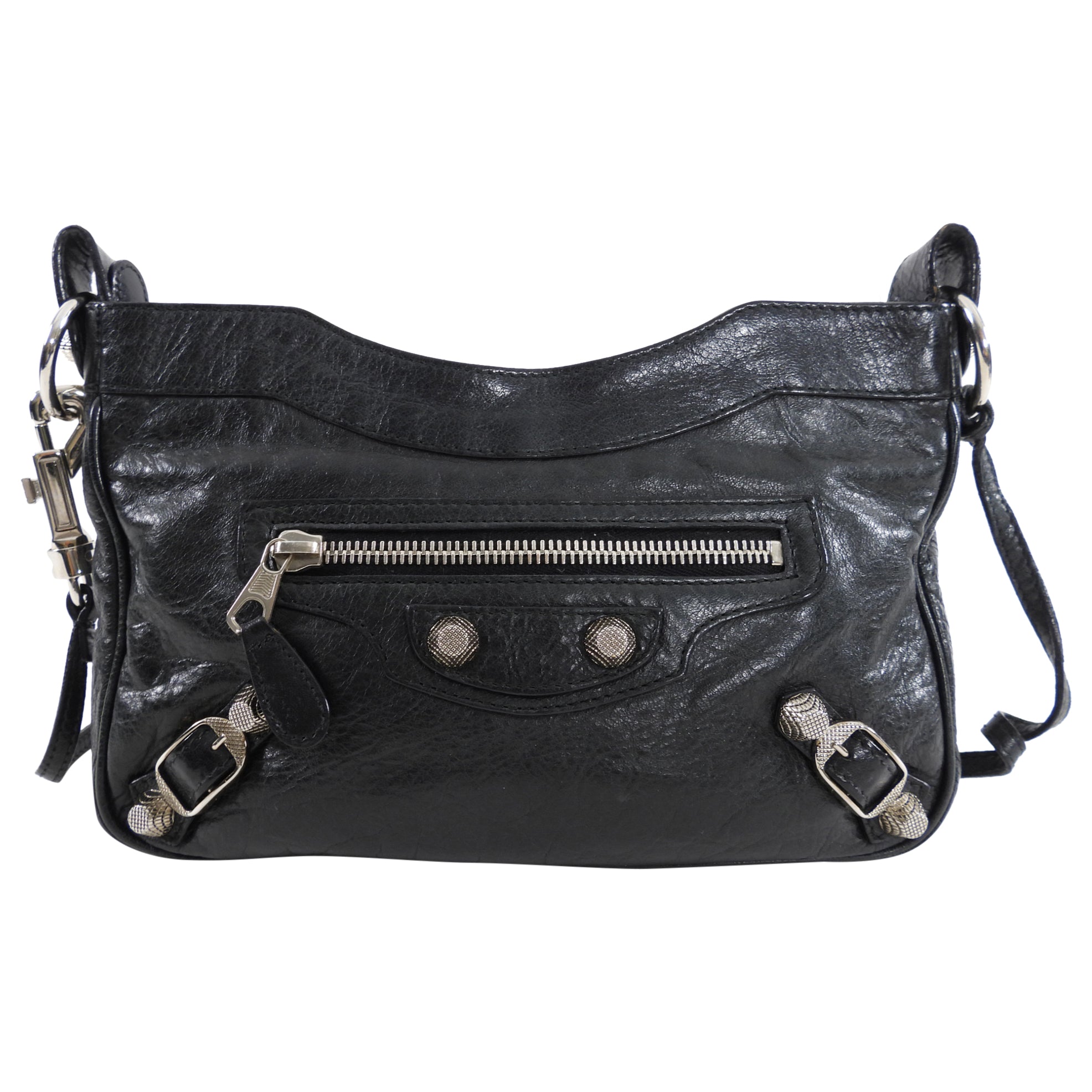 Balenciaga Black Leather Giant 12 Stud Hip Crossbody Bag
