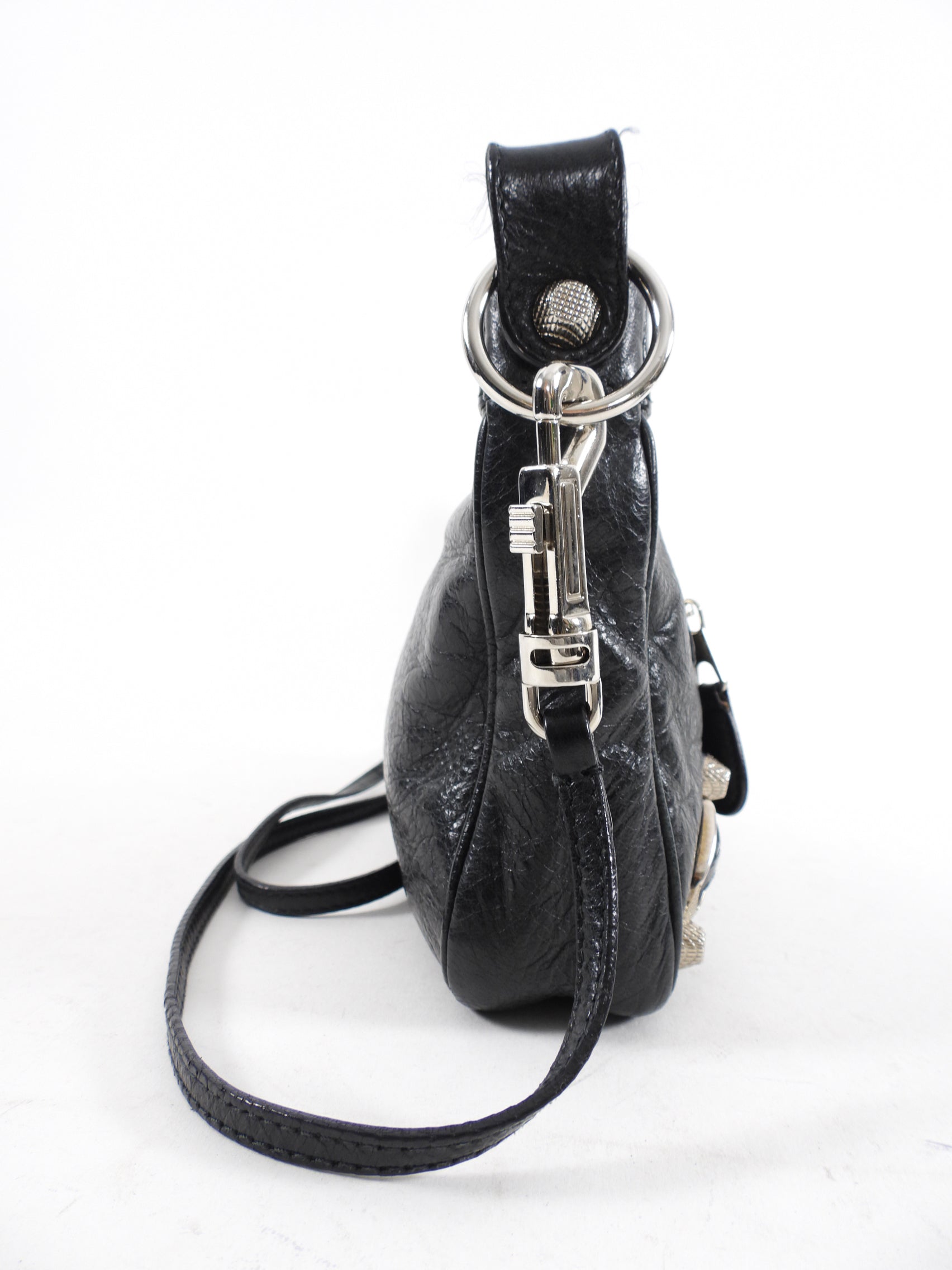 Balenciaga Black Leather Giant 12 Stud Hip Crossbody Bag
