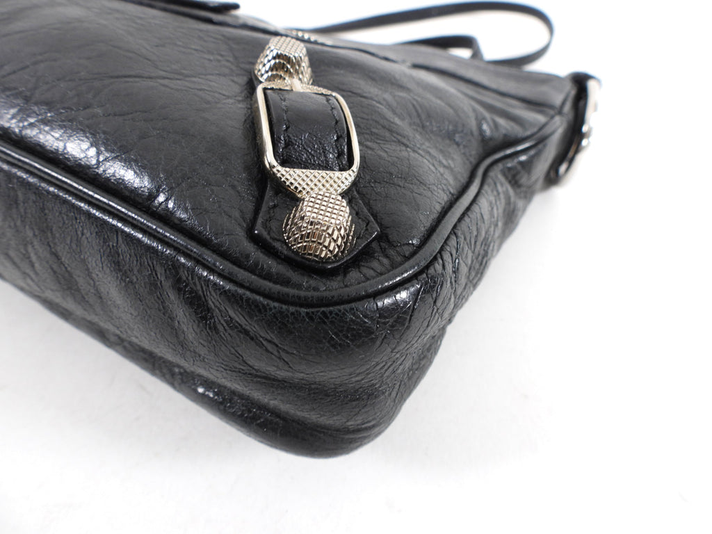 Balenciaga Black Leather Giant 12 Stud Hip Crossbody Bag
