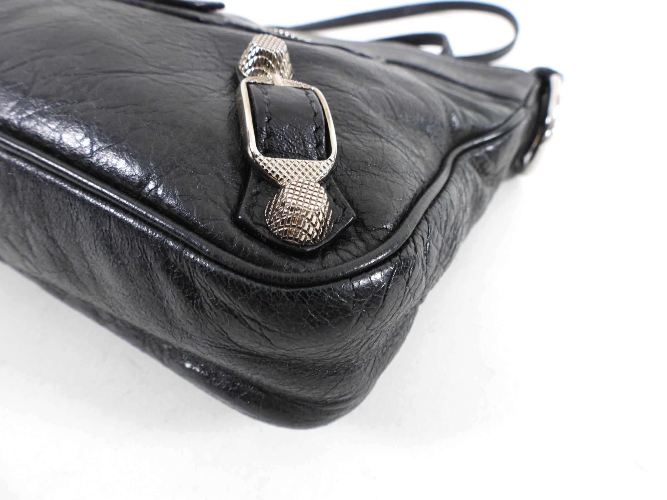 Balenciaga Black Leather Giant 12 Stud Hip Crossbody Bag