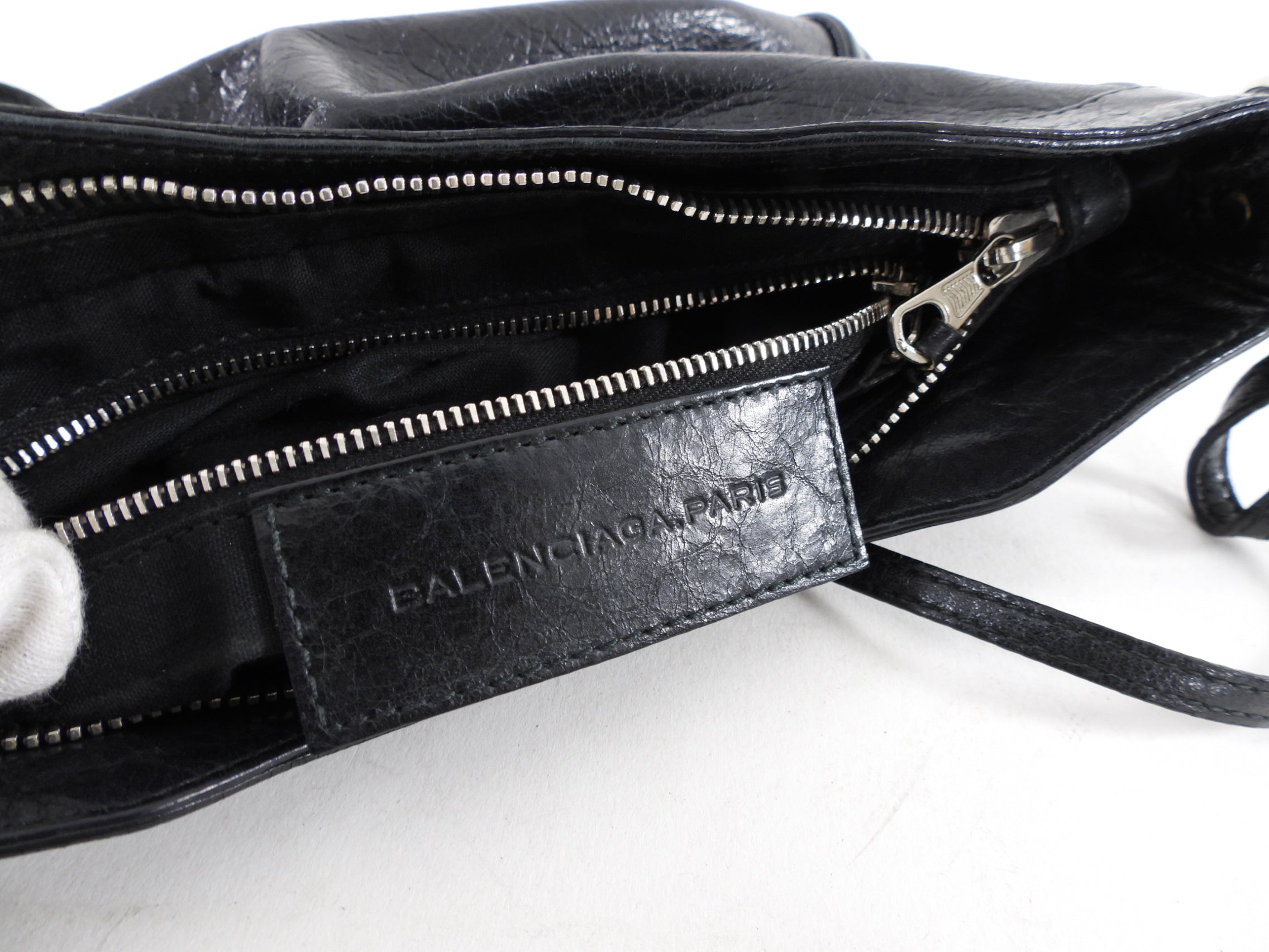 Balenciaga Black Leather Giant 12 Stud Hip Crossbody Bag