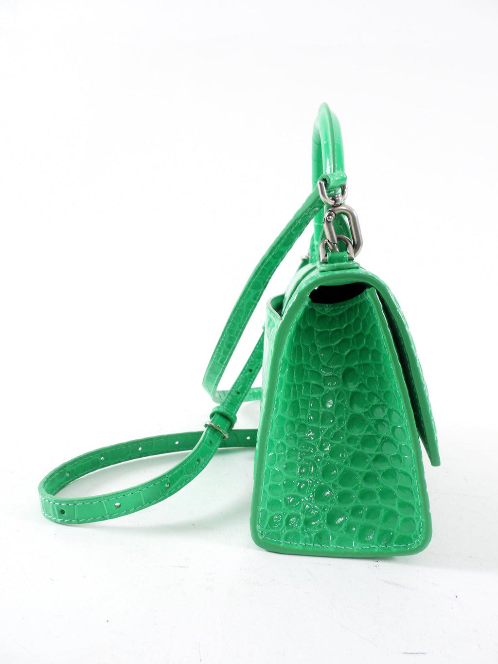 Balenciaga Green Croc Embossed Mini Hourglass Bag