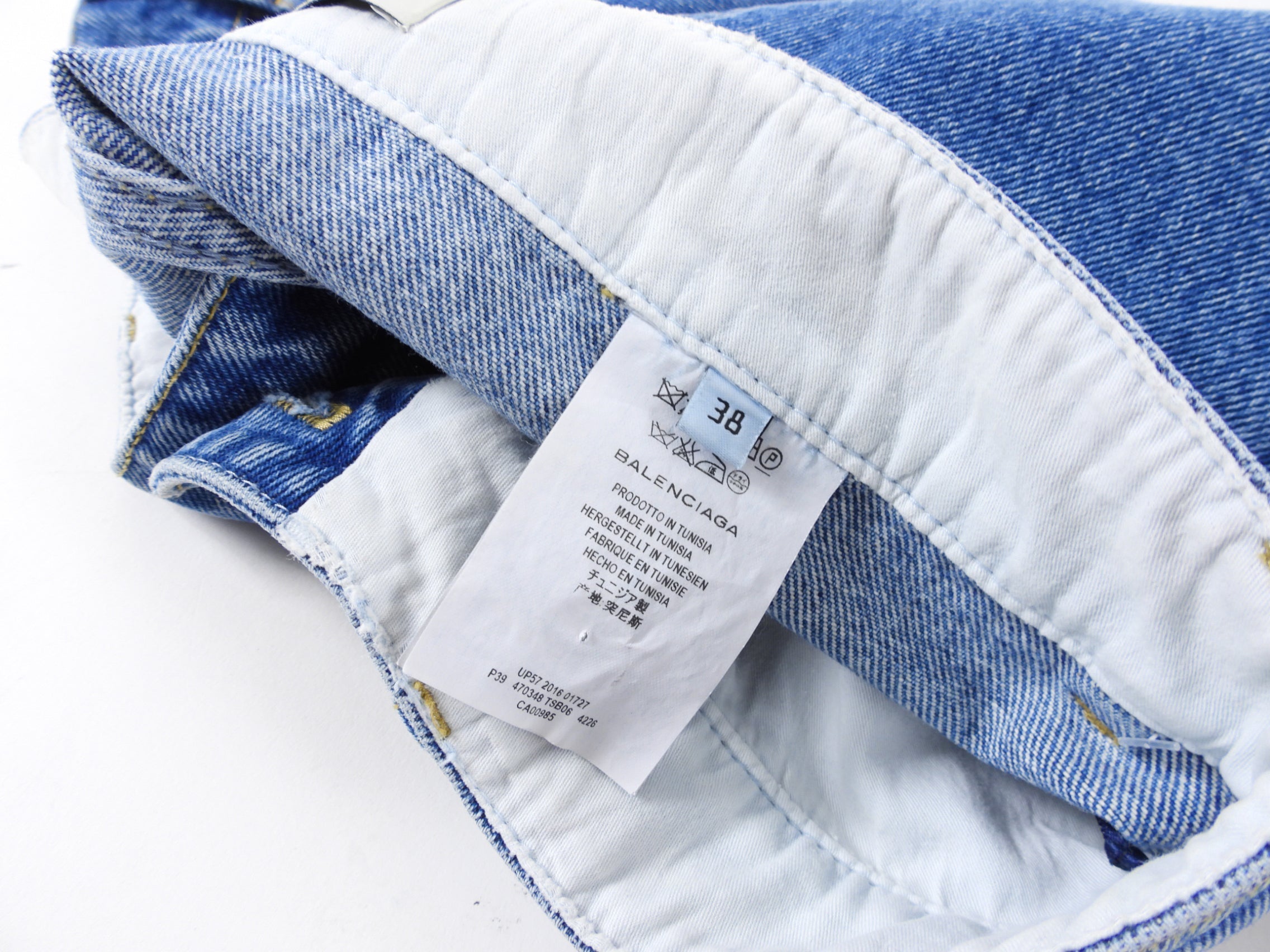 Balenciaga Blue Tapered Distressed Denim Jeans - FR38