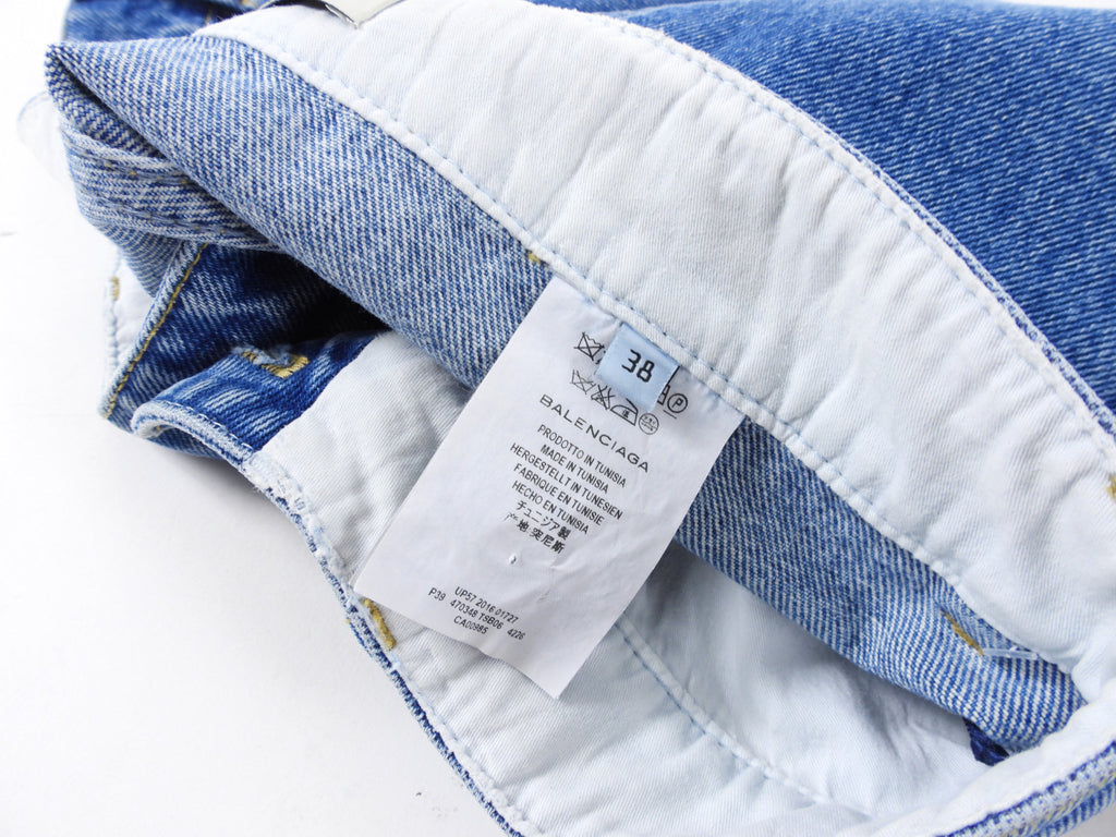 Balenciaga Blue Tapered Distressed Denim Jeans - FR38
