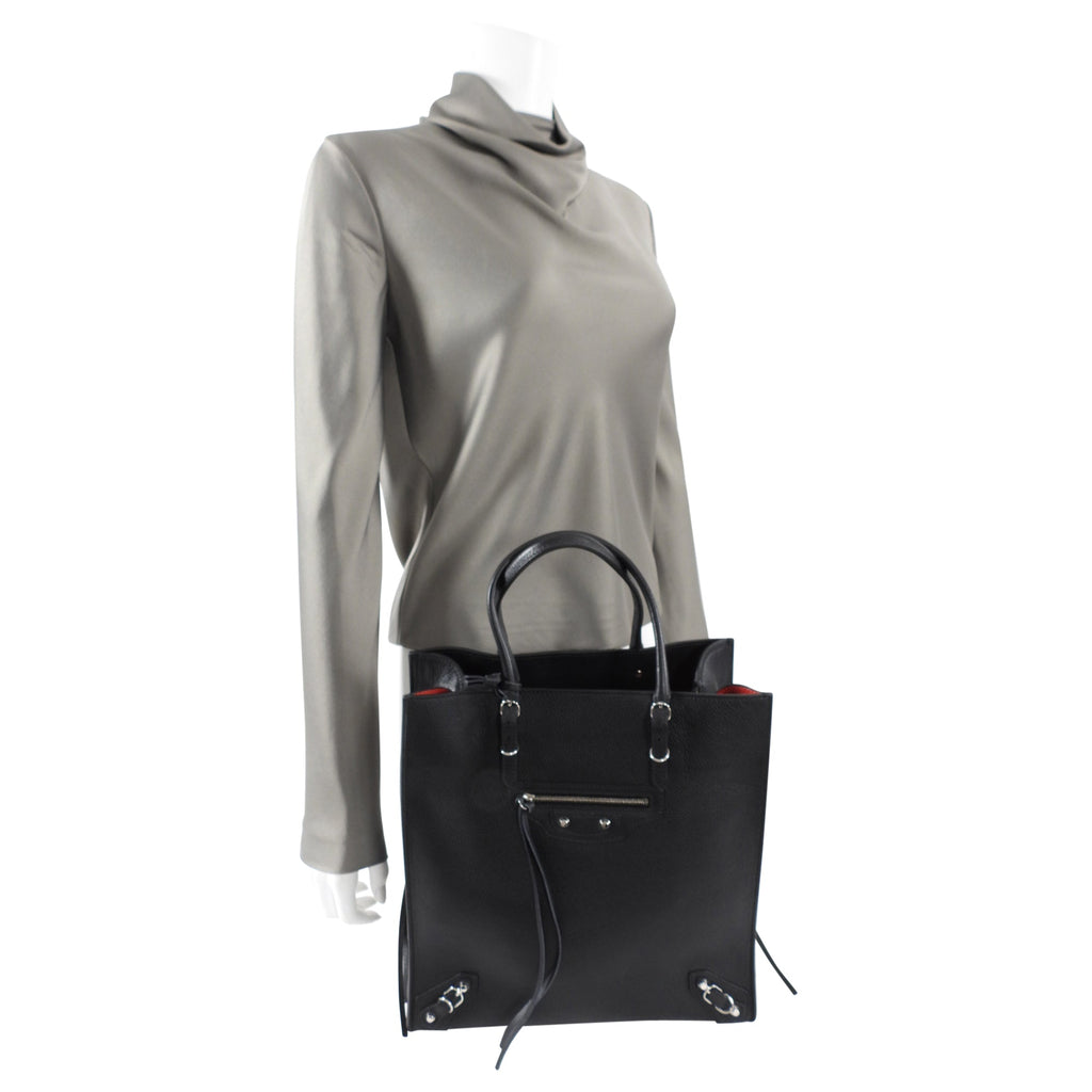 Balenciaga Black and Red Papier A5 Zip Around Tote Bag
