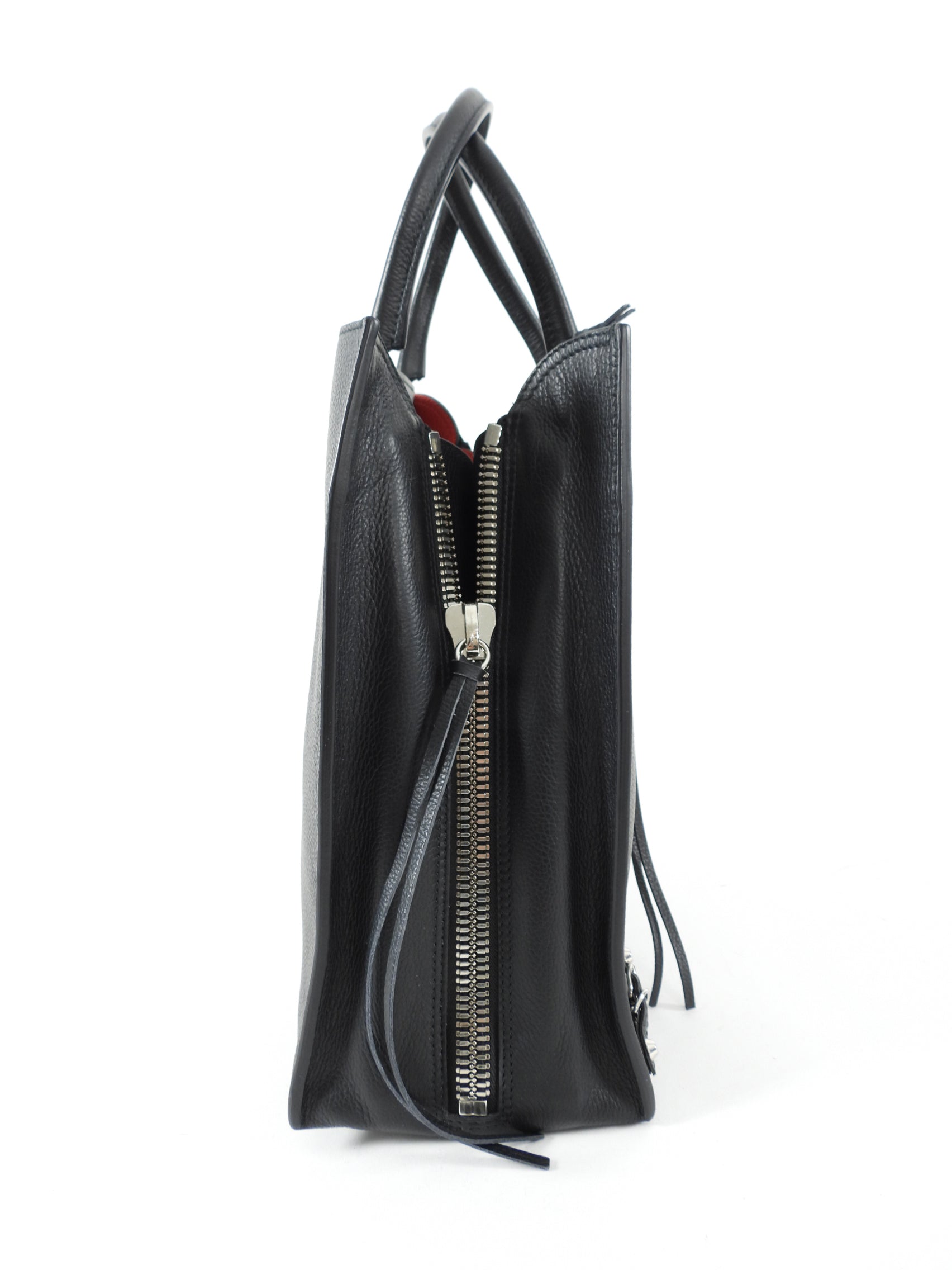 Balenciaga Black and Red Papier A5 Zip Around Tote Bag