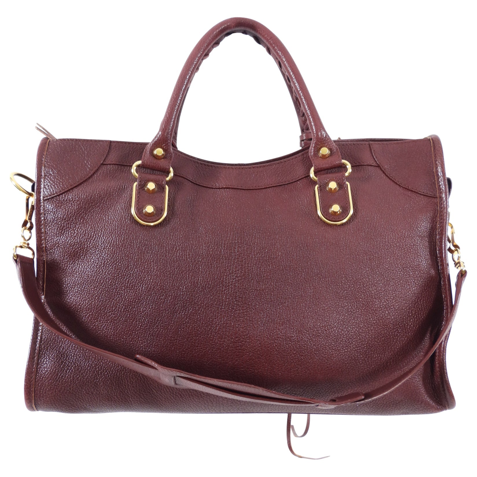 Balenciaga Burgundy Metallic Edge City Medium Bag
