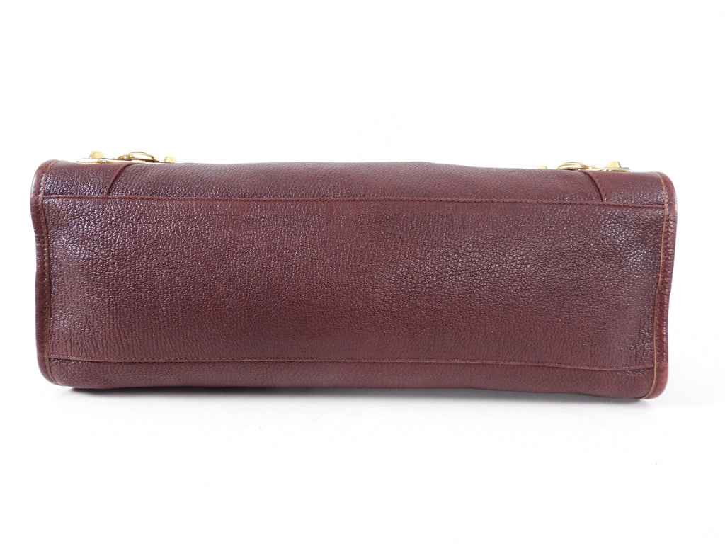 Balenciaga Burgundy Metallic Edge City Medium Bag