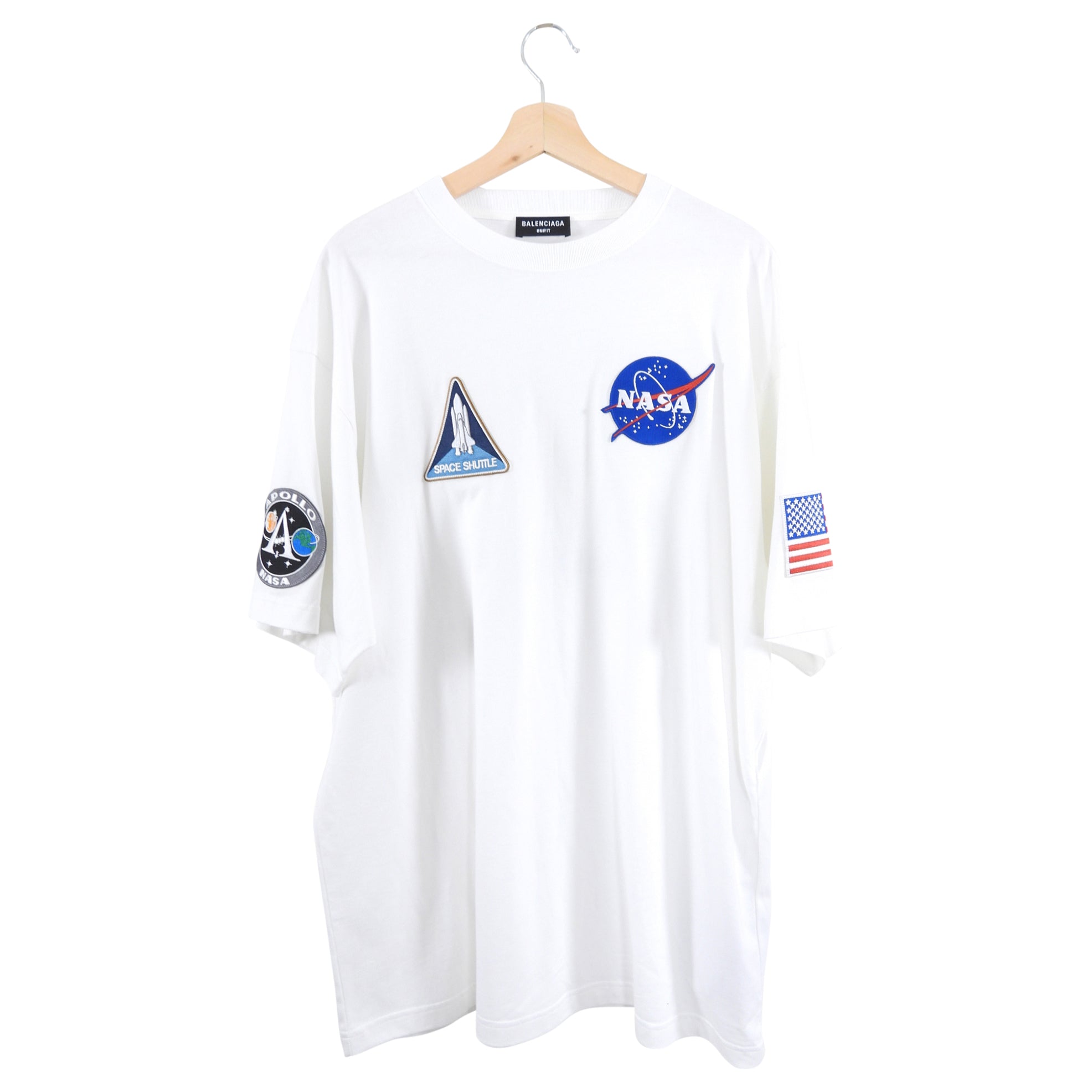 Balenciaga Unifit White Oversized Nasa Patch T Shirt