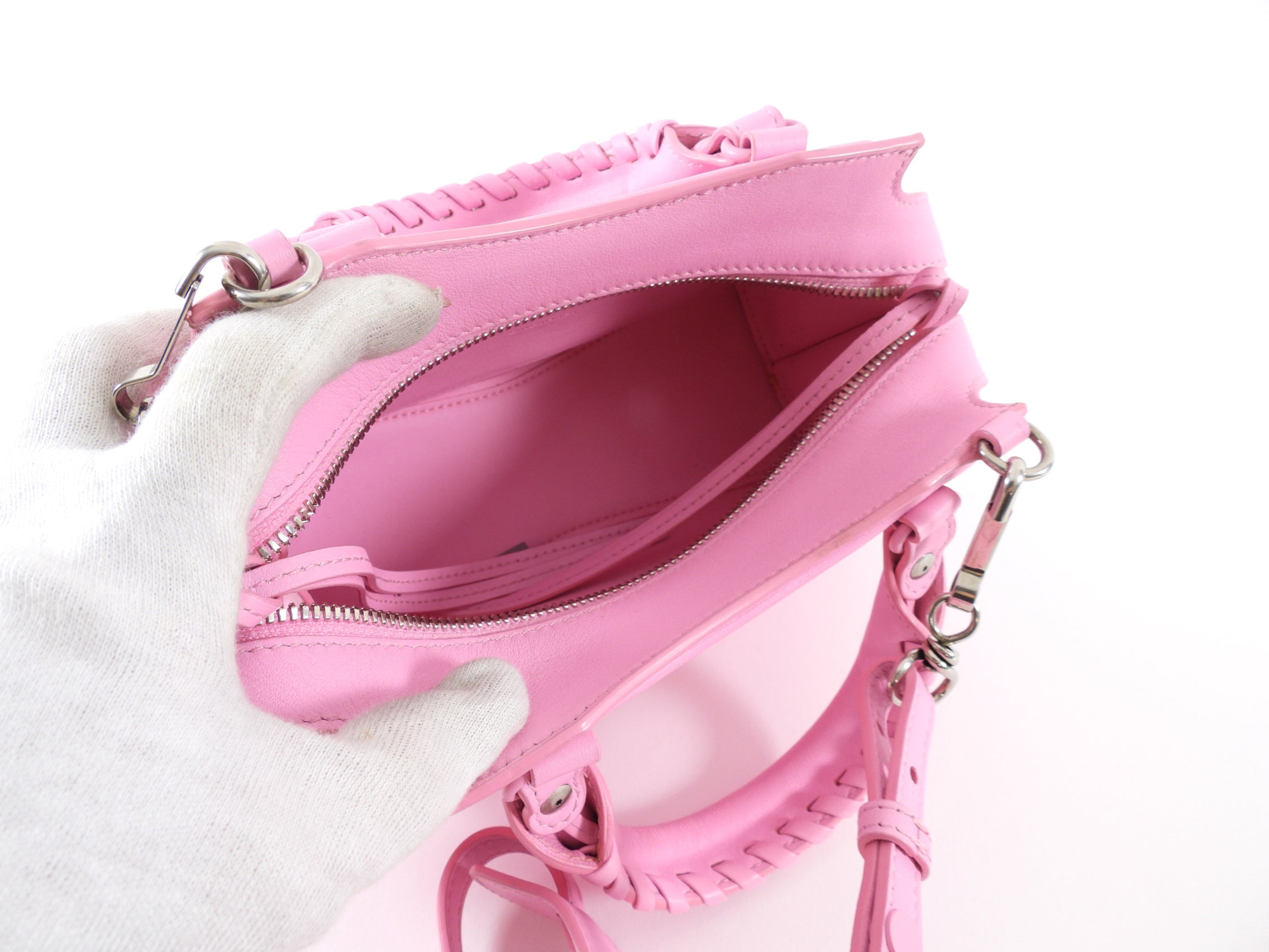 Balenciaga Pink Motocross Mini Neo Classic Leather Bag