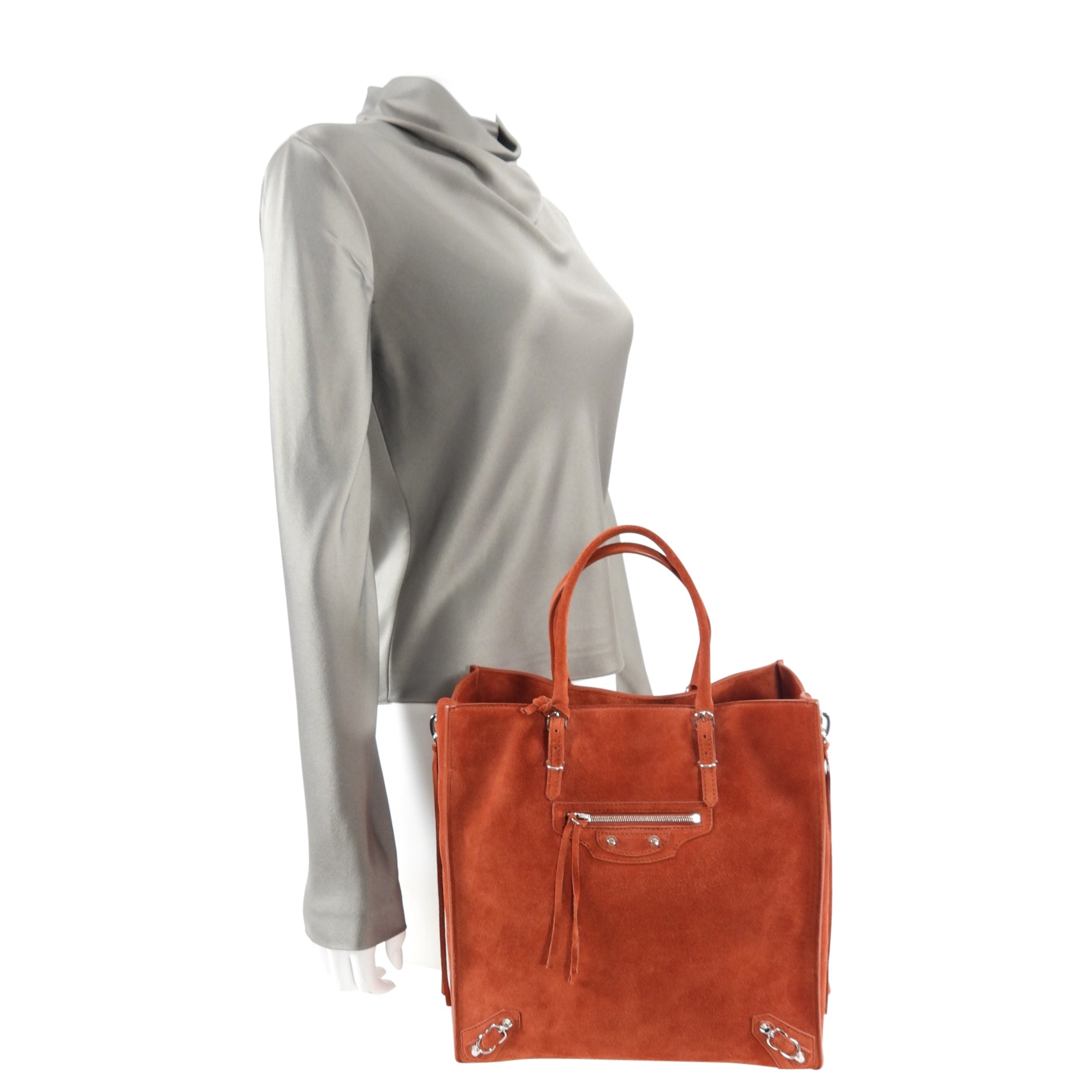 Balenciaga Paprika Suede Papier A4 Tote Bag