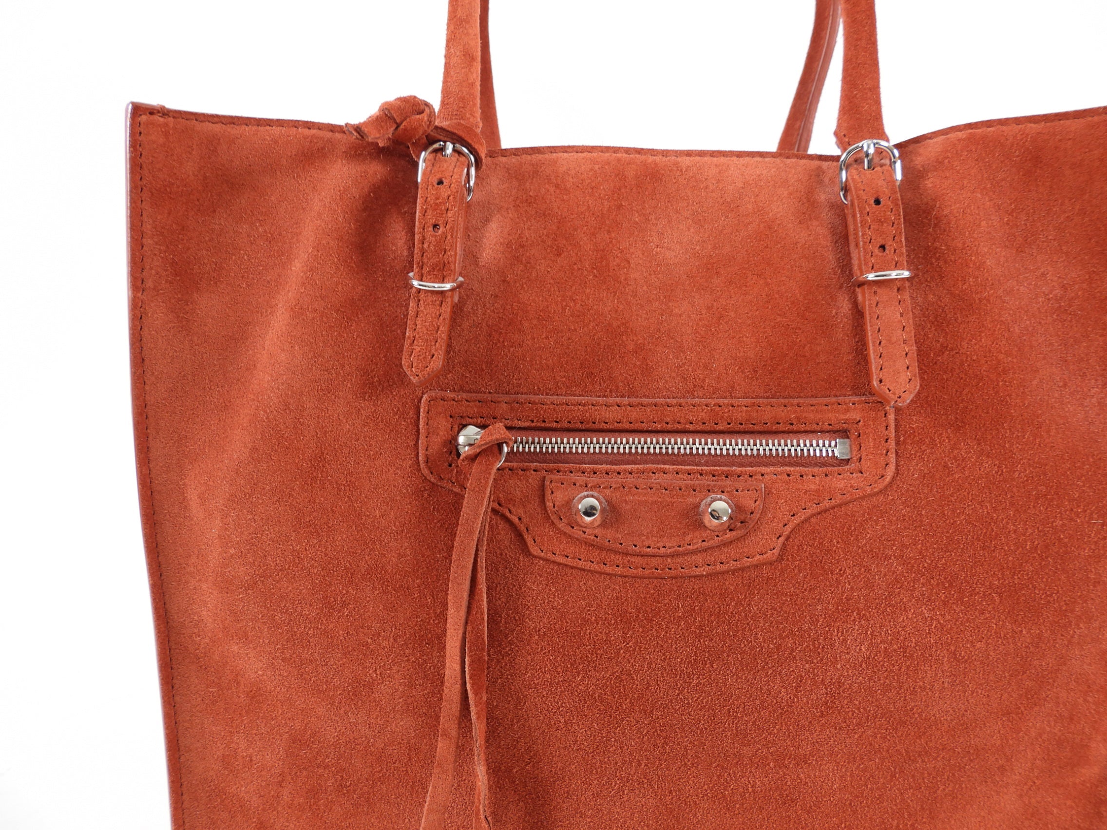 Balenciaga Paprika Suede Papier A4 Tote Bag