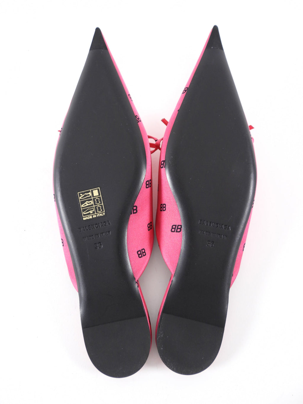 Balenciaga Pink Silk Crepe BB Logo Flat Knife Mule - 36