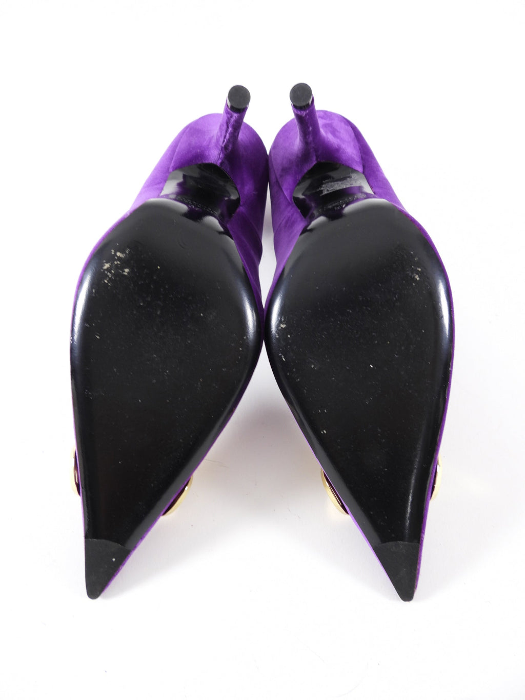 Balenciaga Purple Velvet Gold BB Knife Pumps - 37 / 7