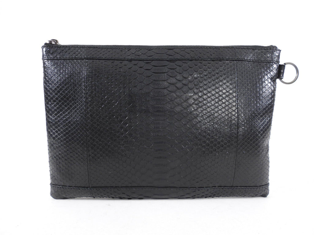Balenciaga Black Python Arena Classic Clutch Bag