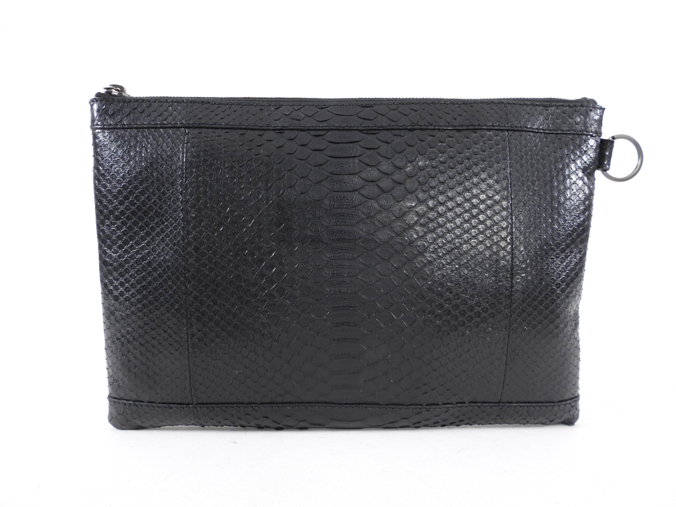 Balenciaga Black Python Arena Classic Clutch Bag