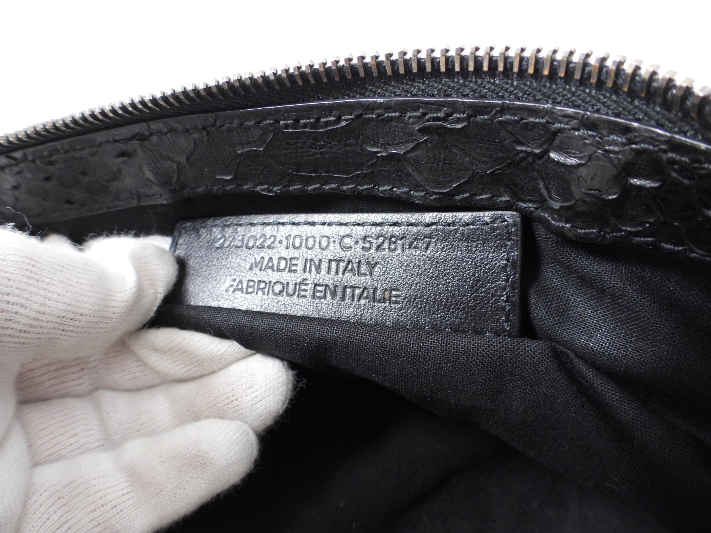 Balenciaga Black Python Arena Classic Clutch Bag