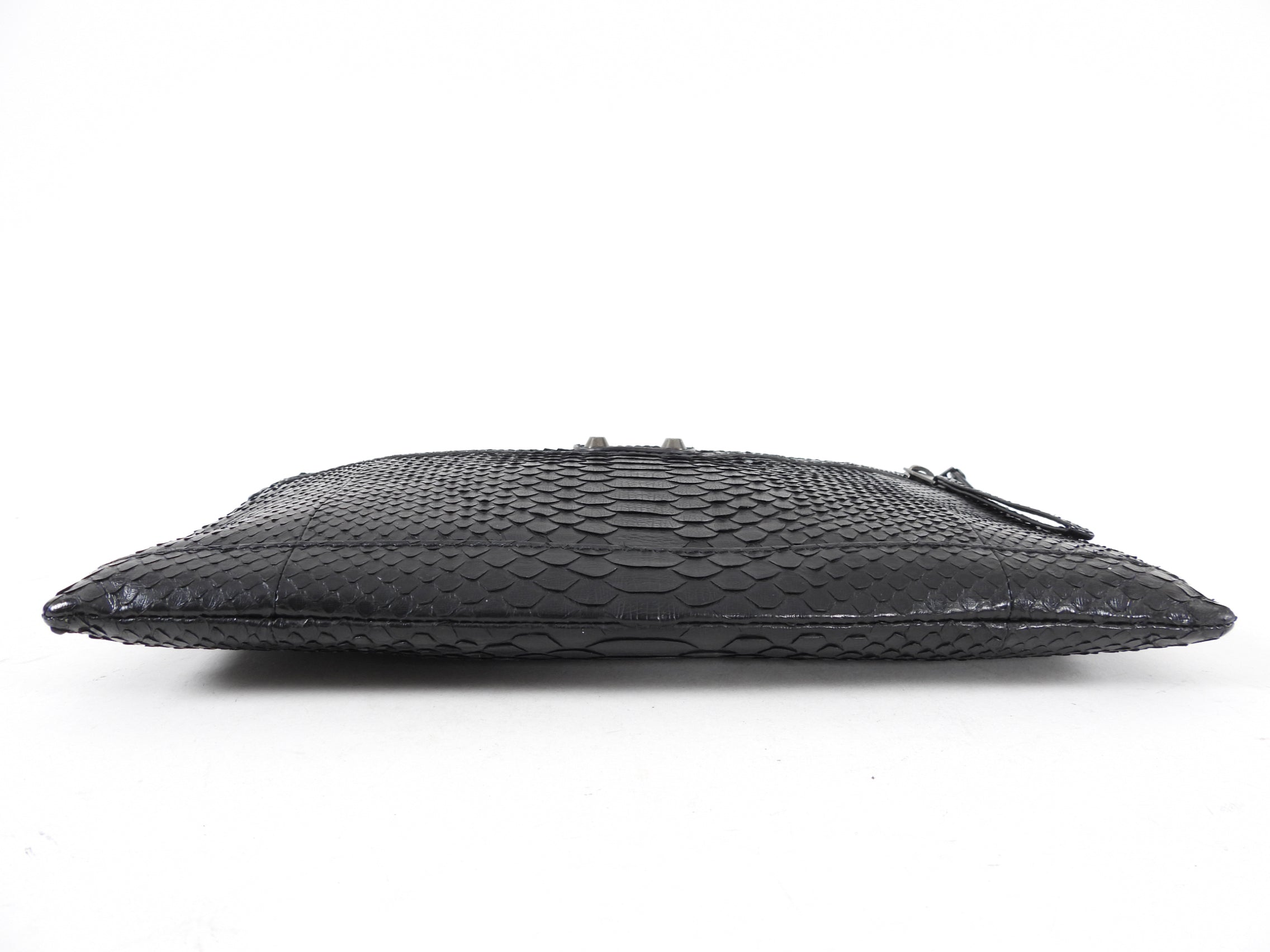 Balenciaga Black Python Arena Classic Clutch Bag