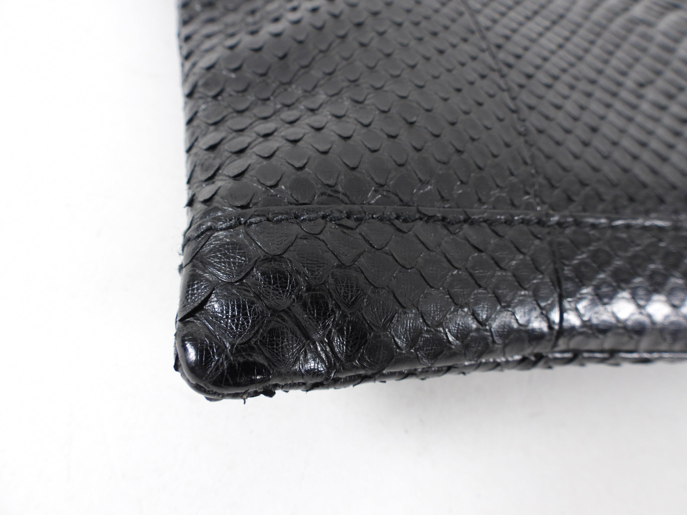 Balenciaga Black Python Arena Classic Clutch Bag