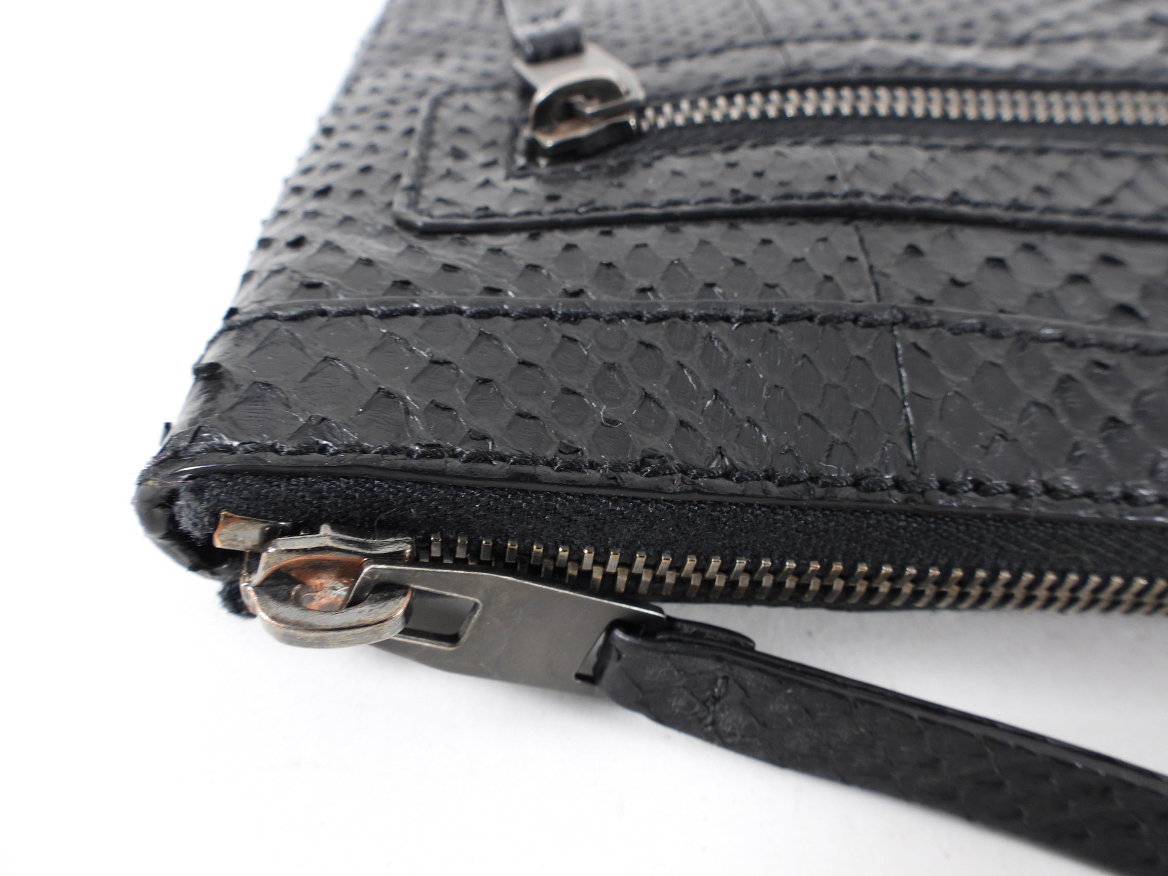 Balenciaga Black Python Arena Classic Clutch Bag