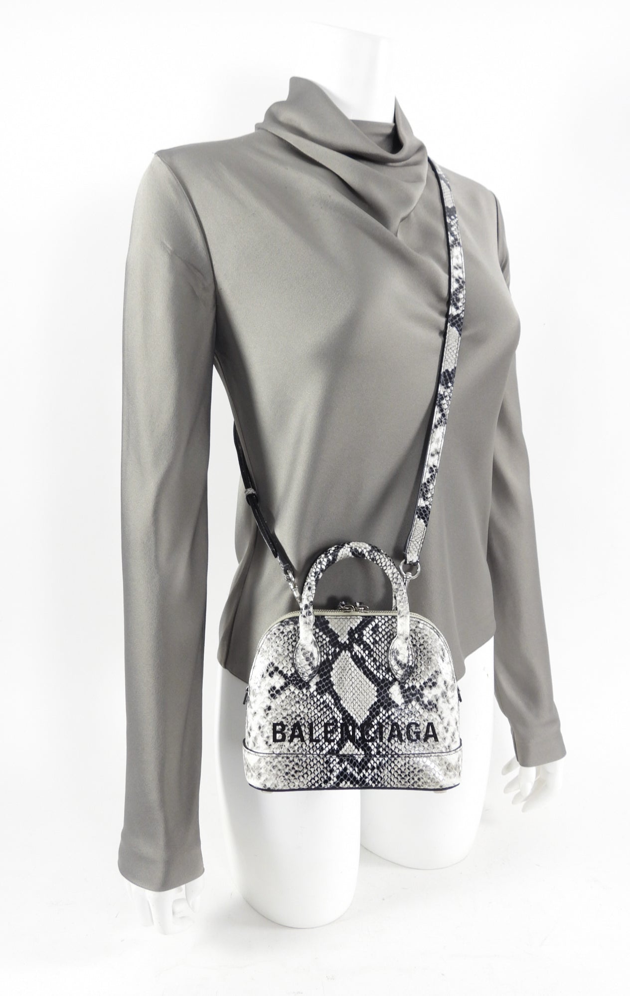Balenciaga XXS Ville Python Printed Calfskin Mini Crossbody Bag