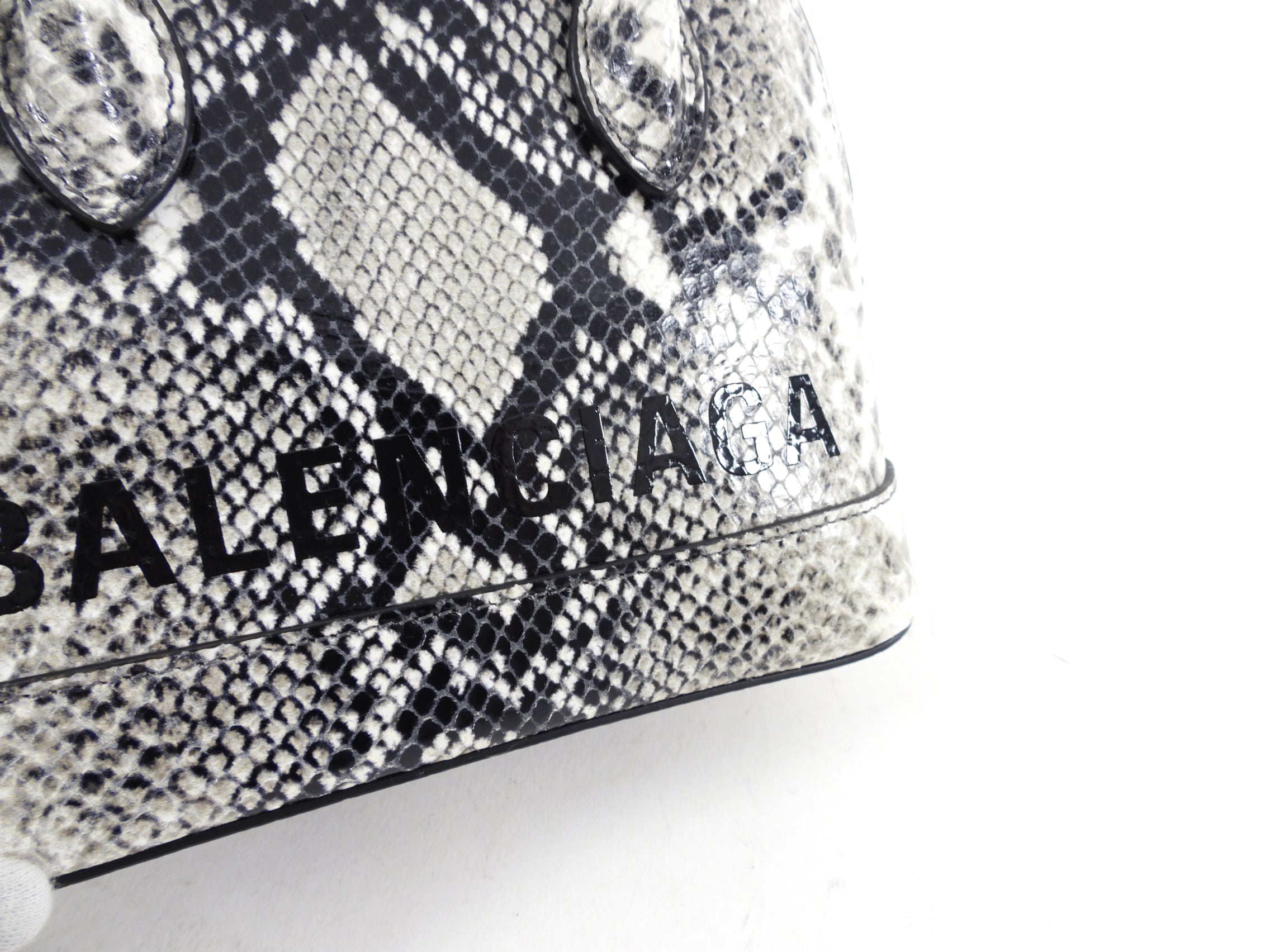 Balenciaga XXS Ville Python Printed Calfskin Mini Crossbody Bag