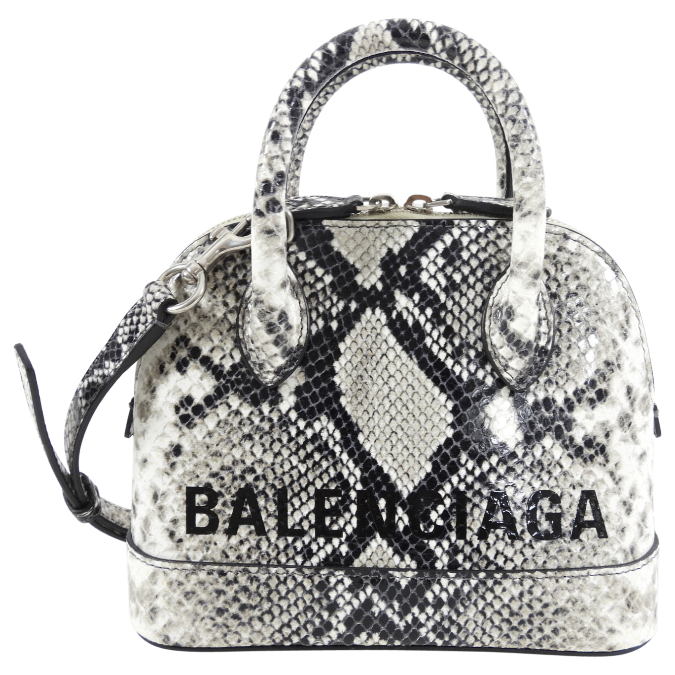 Balenciaga XXS Ville Python Printed Calfskin Mini Crossbody Bag