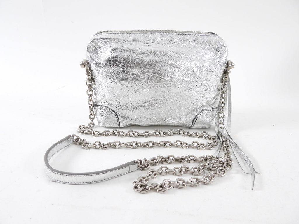 Balenciaga Silver Metallic Reporter Chain Crossbody Bag