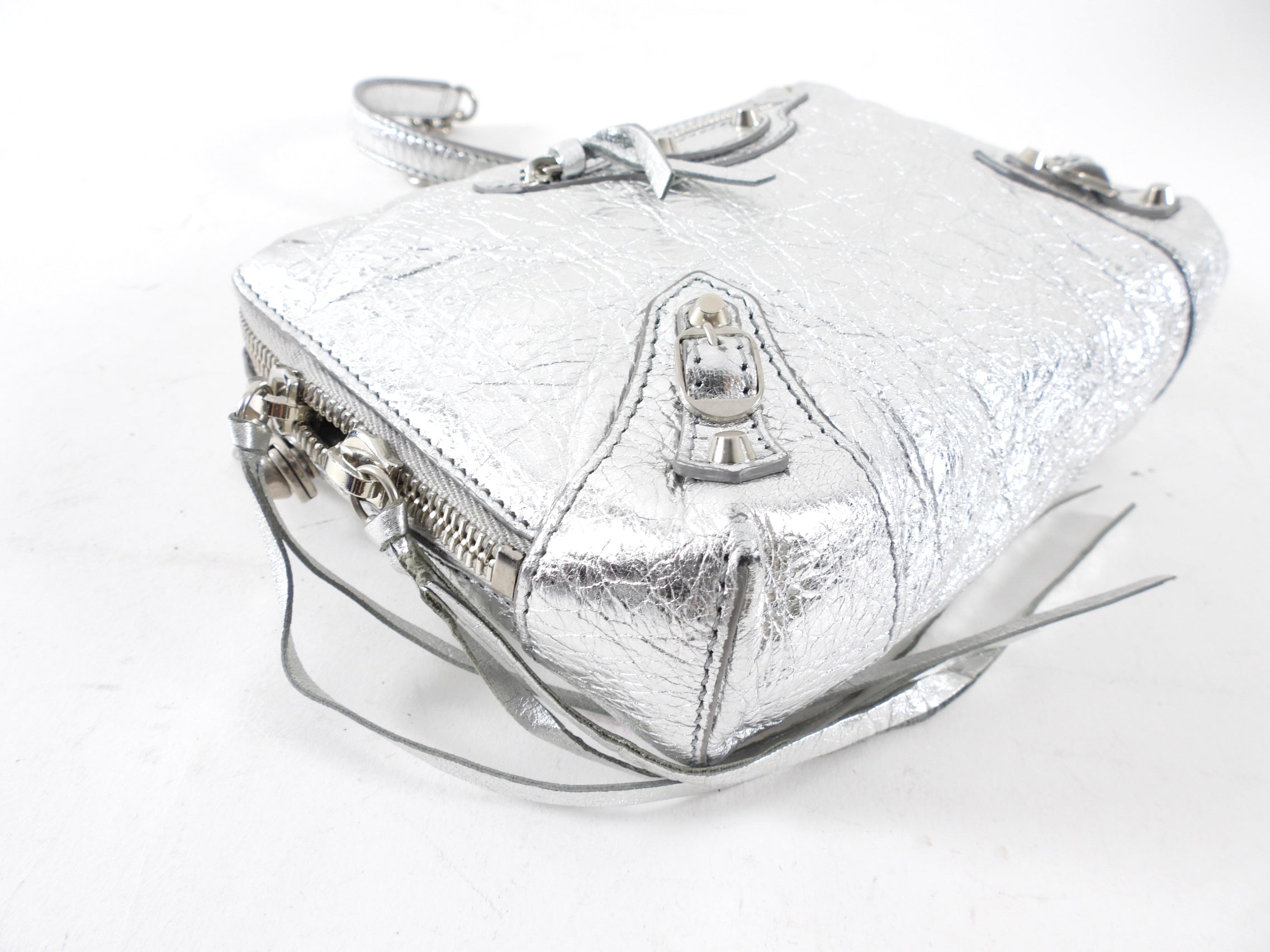 Balenciaga Silver Metallic Reporter Chain Crossbody Bag