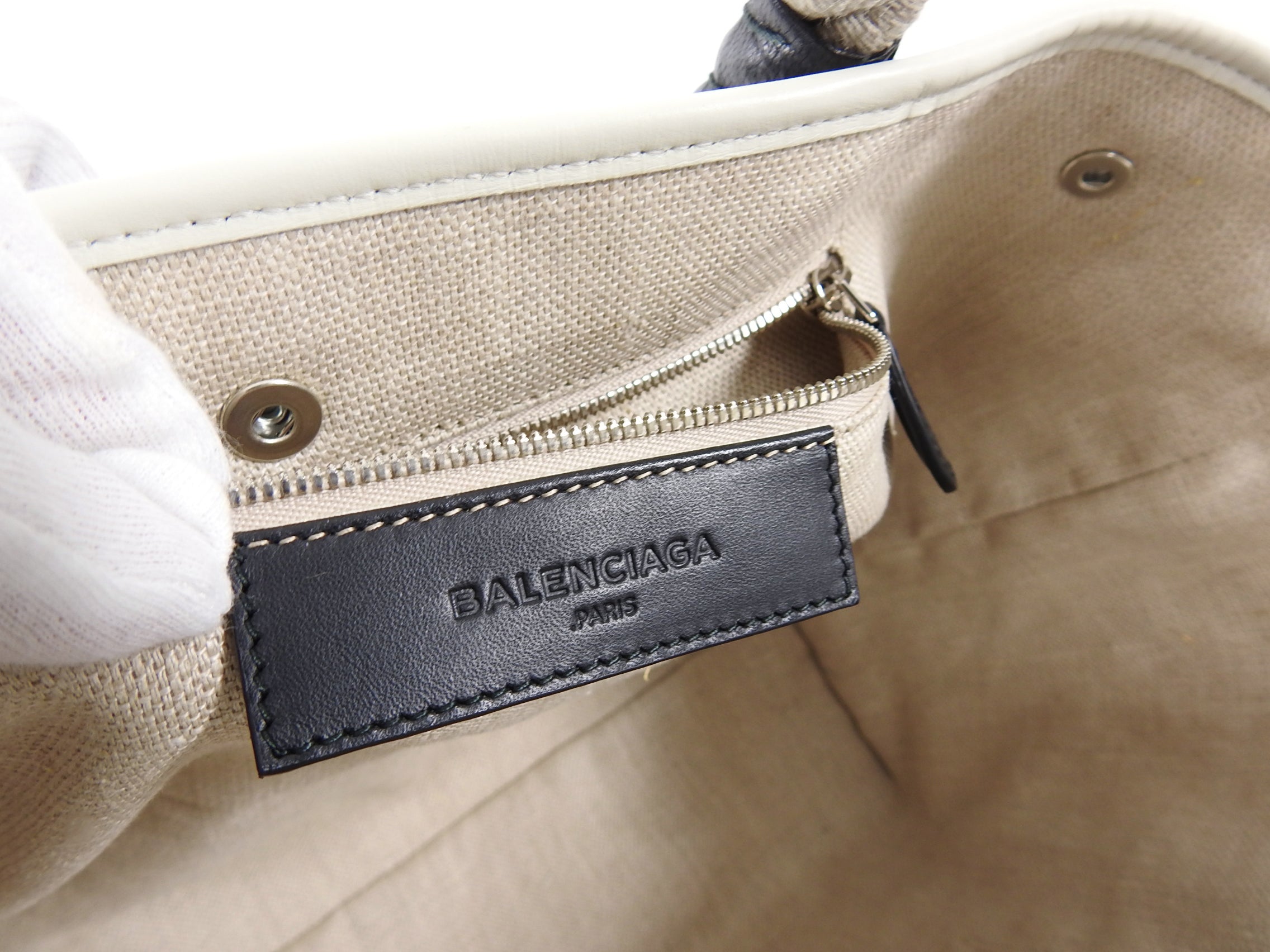 Balenciaga Black Leather Logo Cabas Cord Rope Bag
