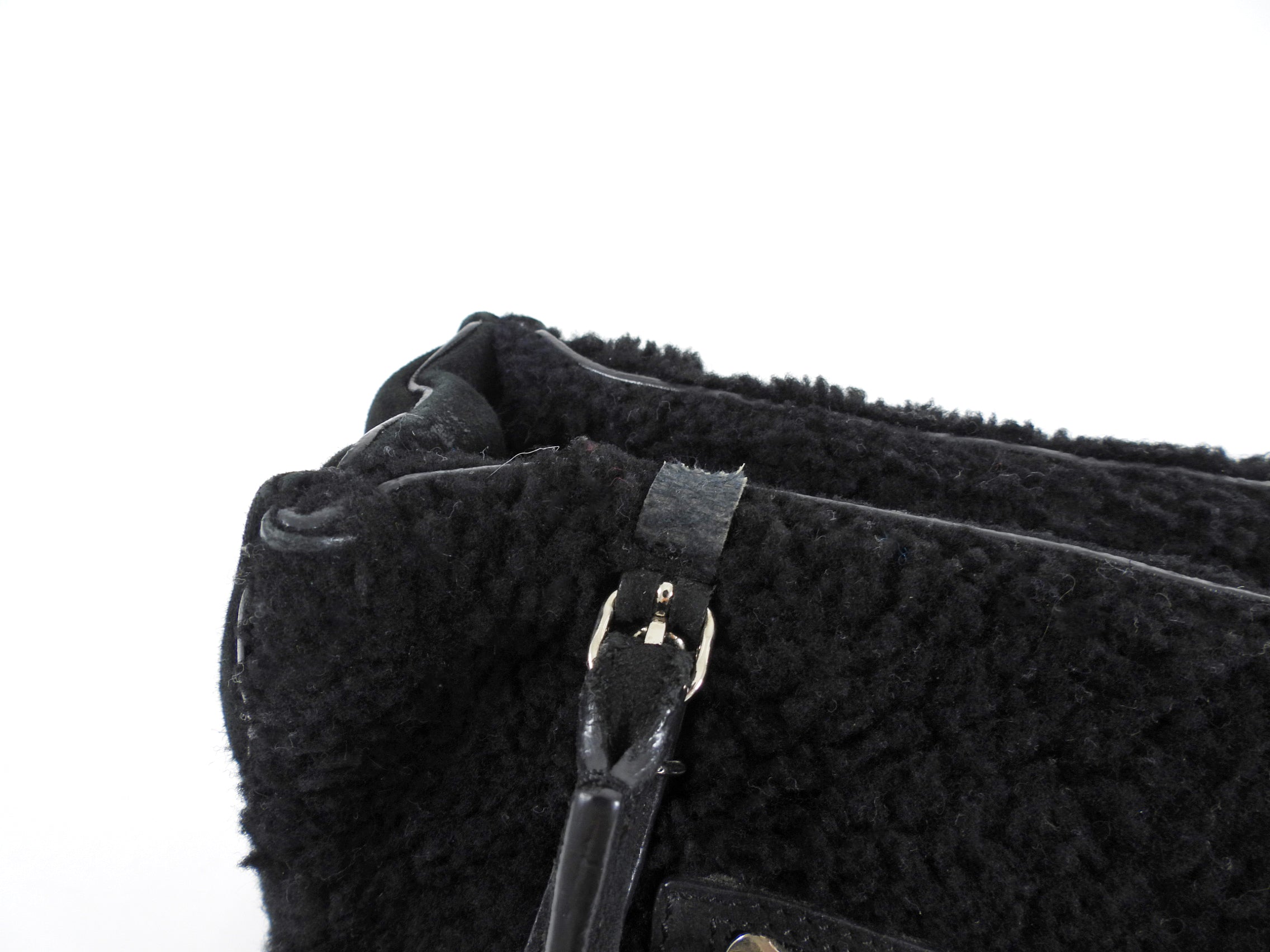 Balenciaga Black Shearling and Suede Papier Mini Tote Bag