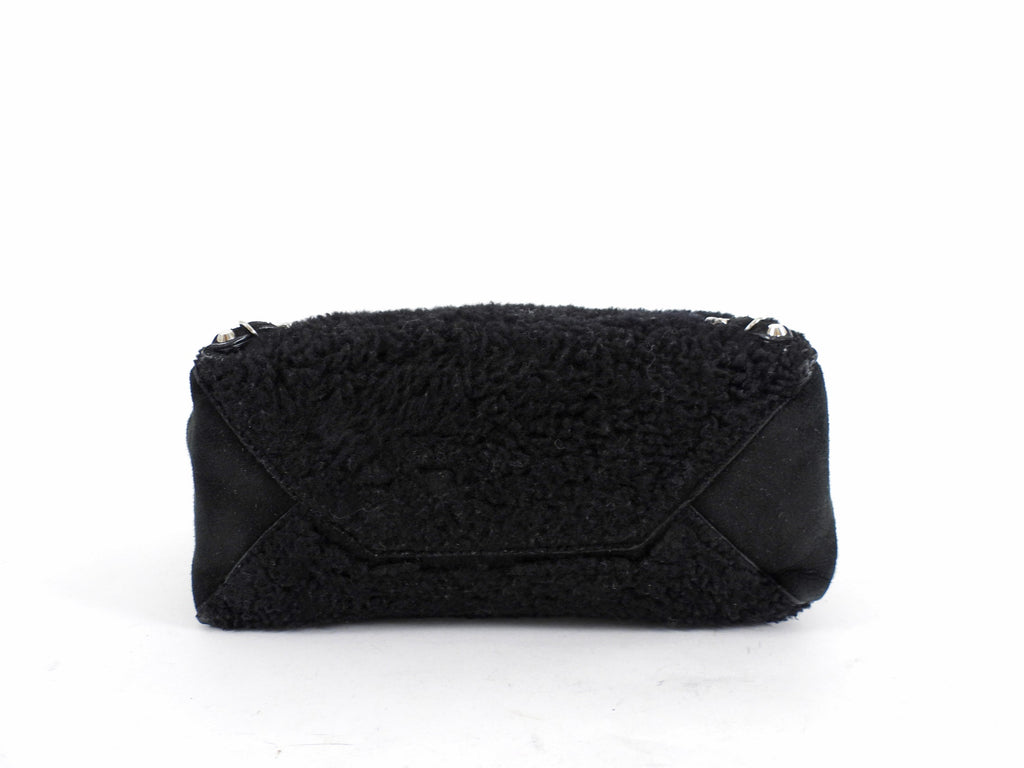 Balenciaga Black Shearling and Suede Papier Mini Tote Bag