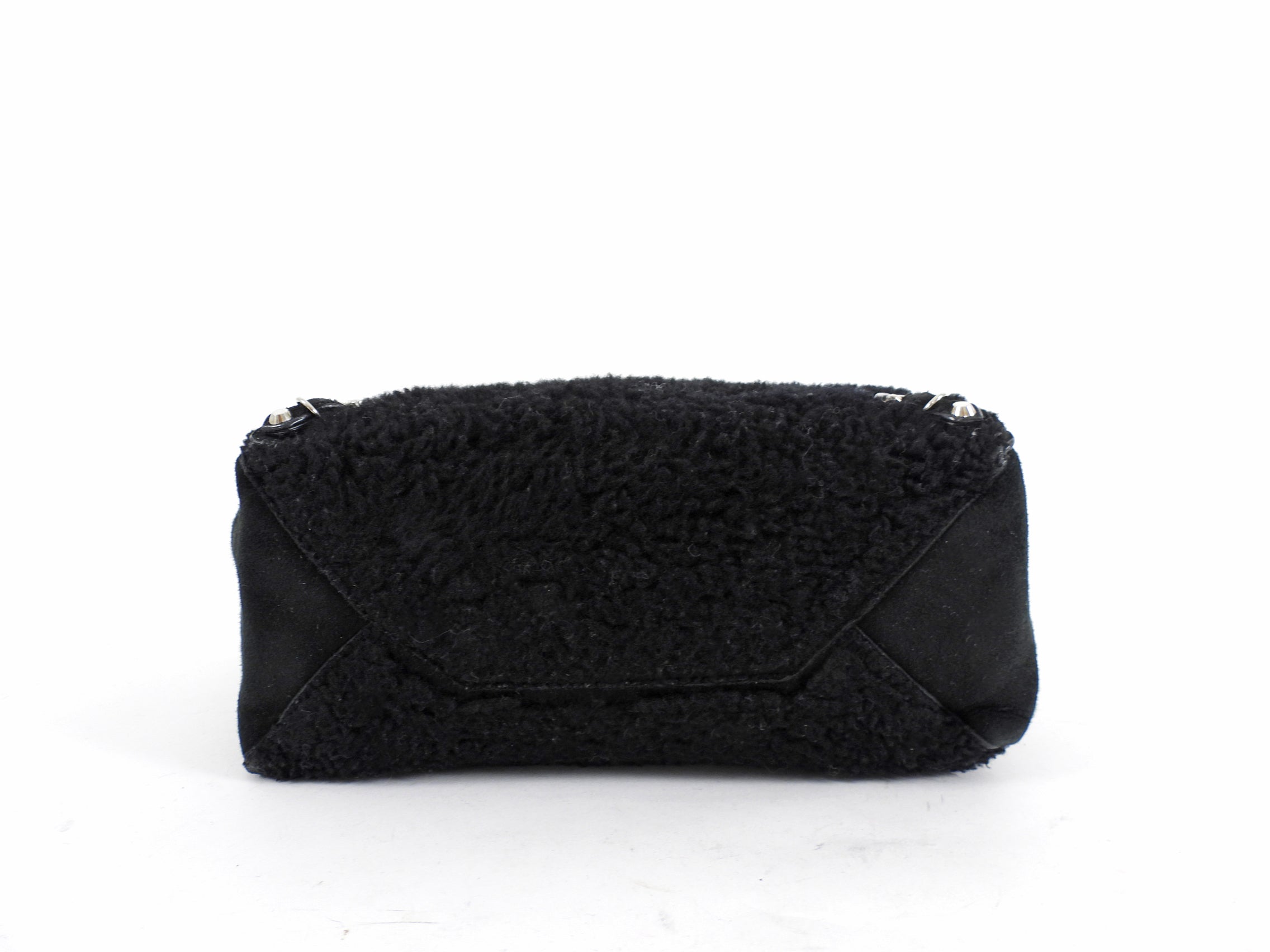 Balenciaga Black Shearling and Suede Papier Mini Tote Bag