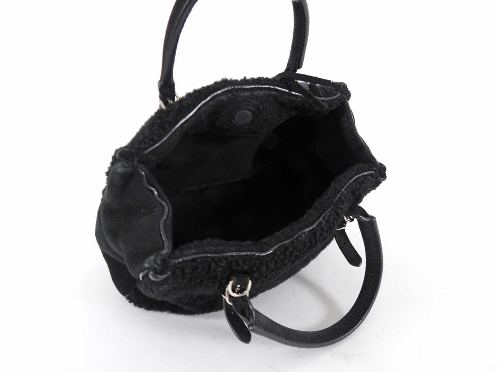 Balenciaga Black Shearling and Suede Papier Mini Tote Bag