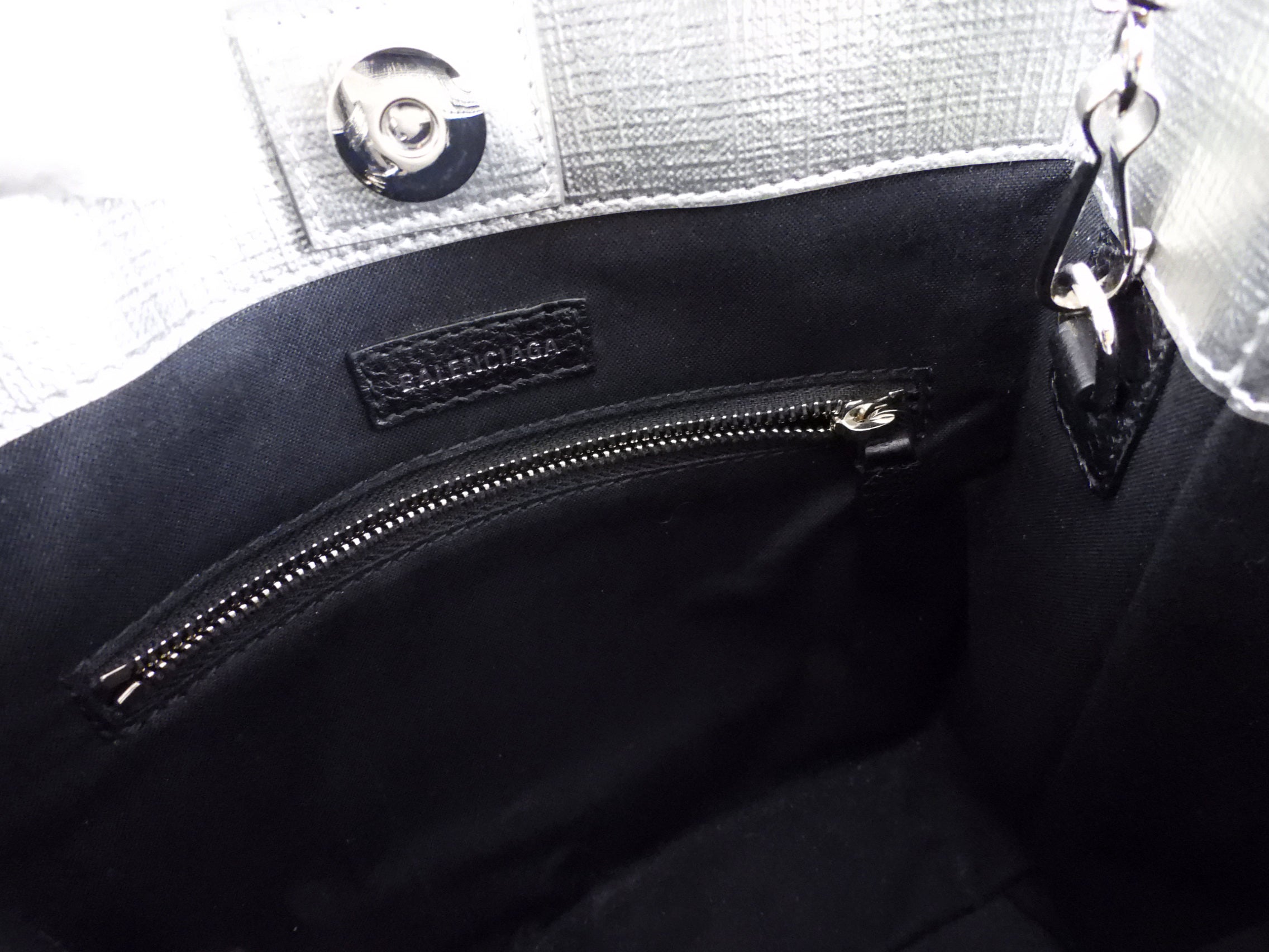Balenciaga Silver Logo Shopping XXS North South Bag