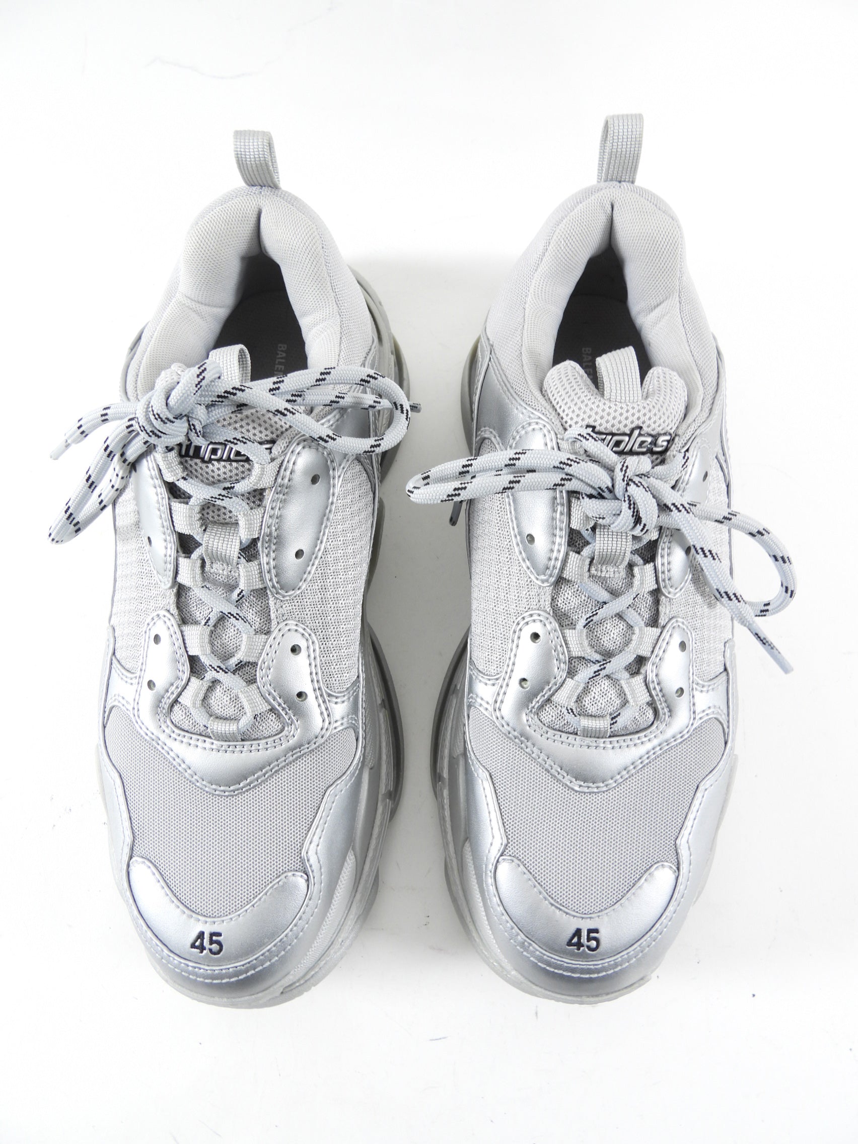 Balenciaga Silver Metallic Triple S Sneakers - Men's USA 11 / 44
