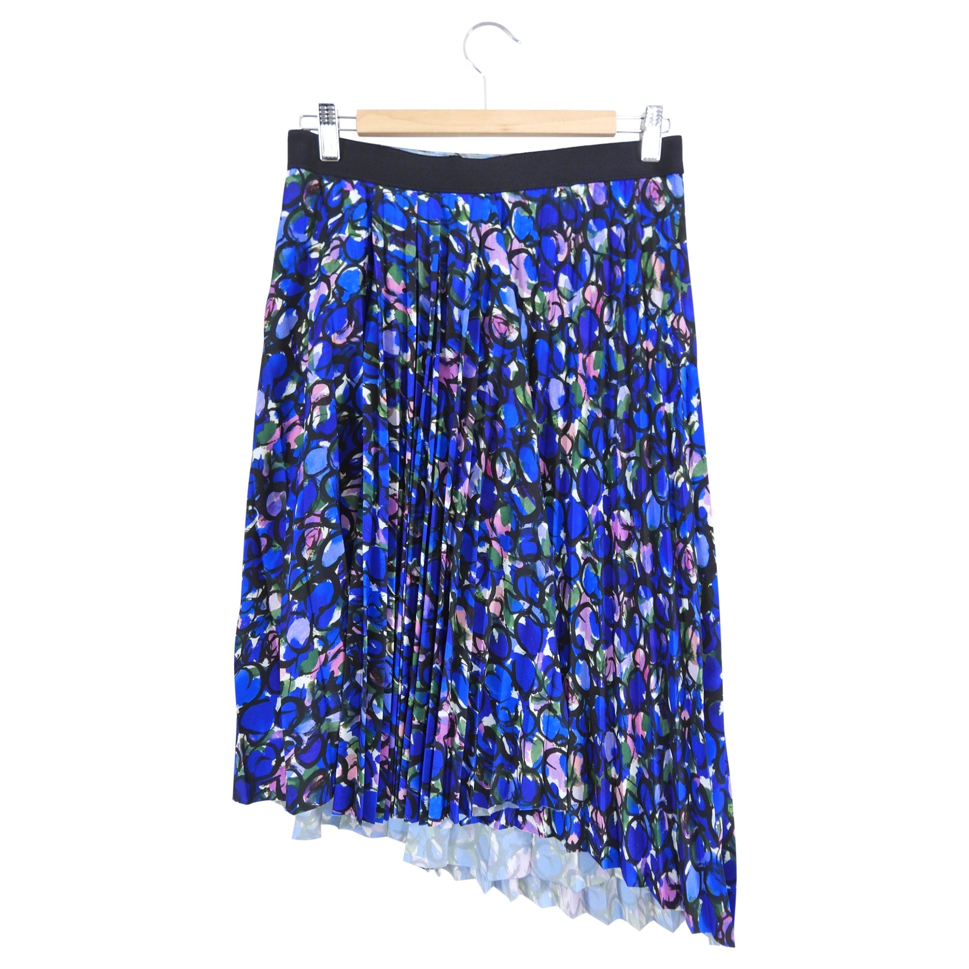 Balenciaga Purple Floral Pleated Logo Skirt - FR38 / M