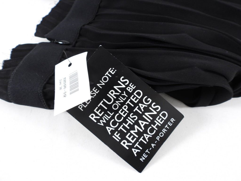 Balenciaga 2018 Black Flat Pleated midi Skirt with Logo Waistband - FR38 / S