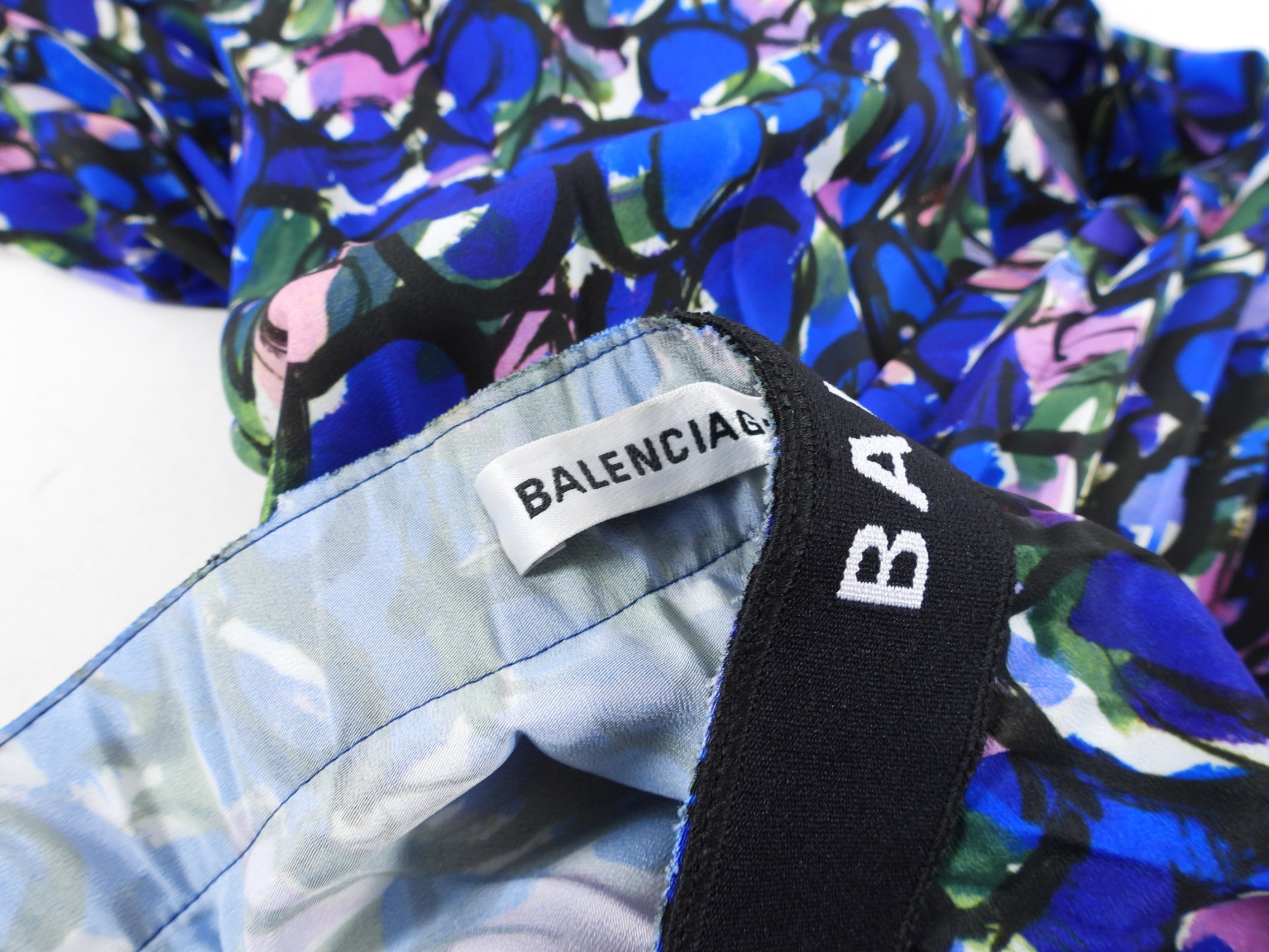 Balenciaga Purple Floral Pleated Logo Skirt - FR38 / M