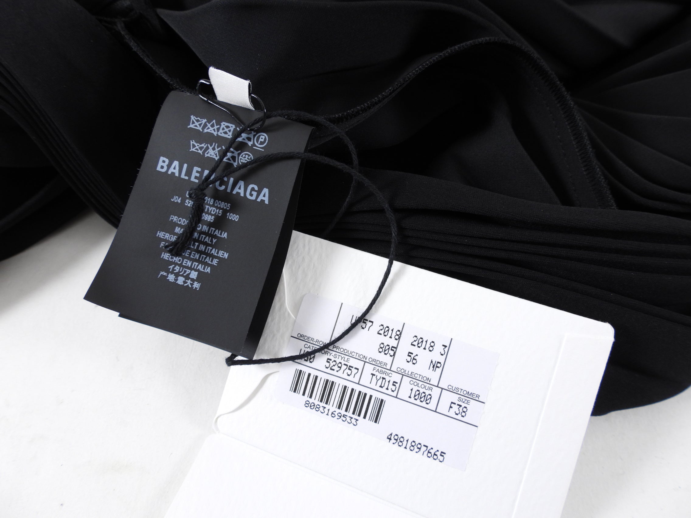 Balenciaga 2018 Black Flat Pleated midi Skirt with Logo Waistband - FR38 / S