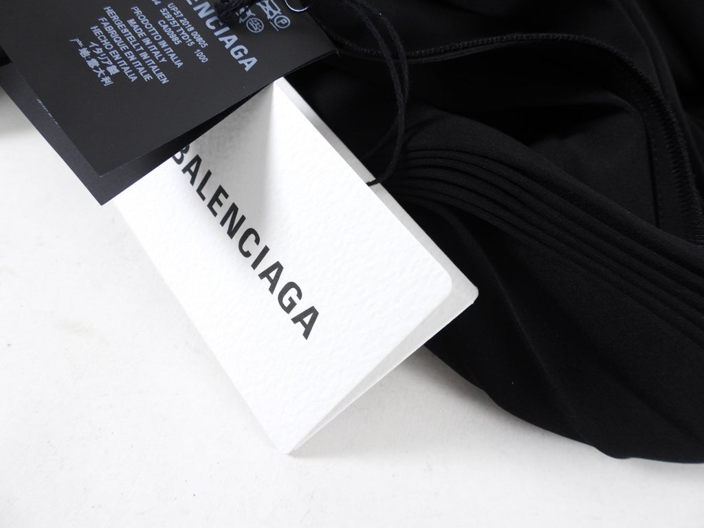 Balenciaga 2018 Black Flat Pleated midi Skirt with Logo Waistband - FR38 / S