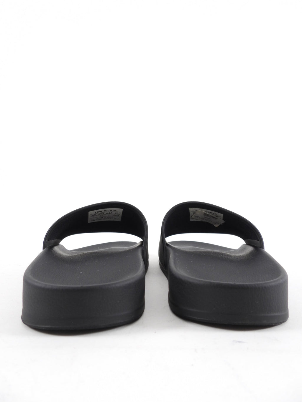 Balenciaga Black Rubber Logo Pool Slides - 37