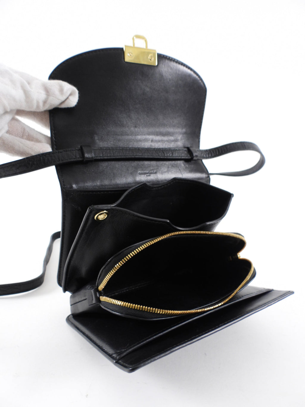 Balenciaga Black Embossed Leather Small Accordion Bag