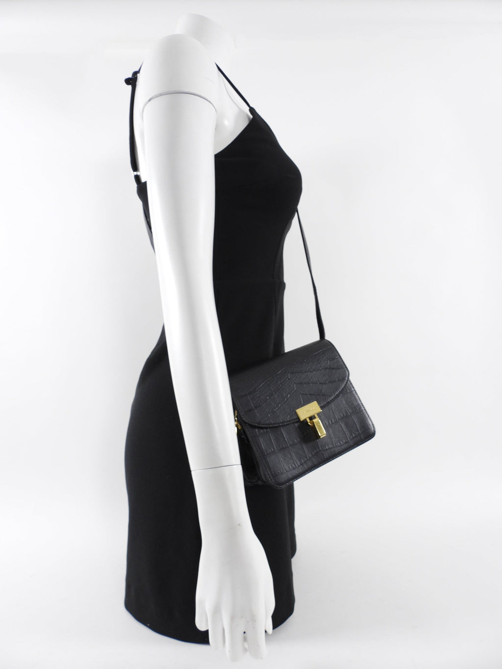 Balenciaga Black Embossed Leather Small Accordion Bag