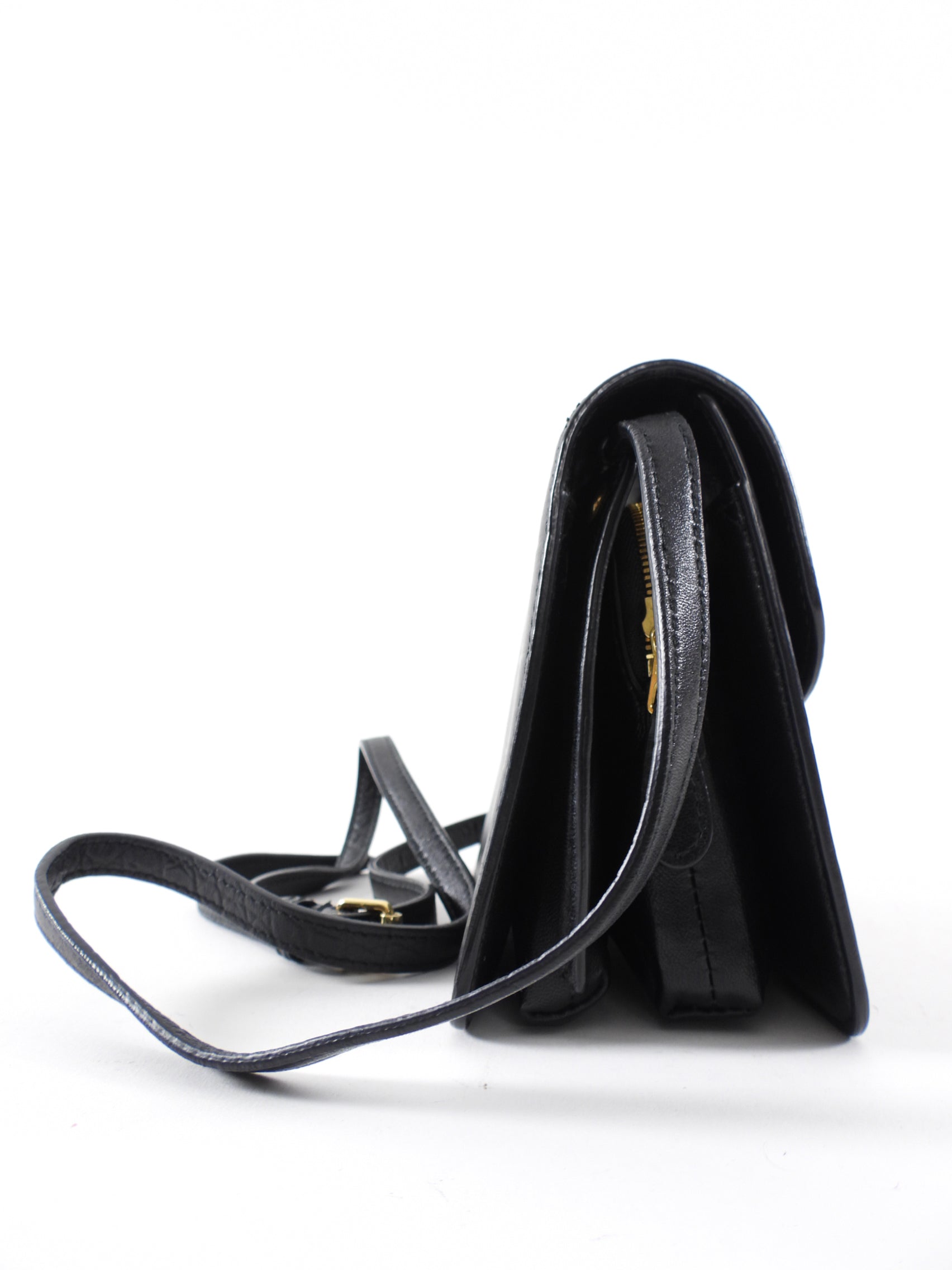 Balenciaga Black Embossed Leather Small Accordion Bag