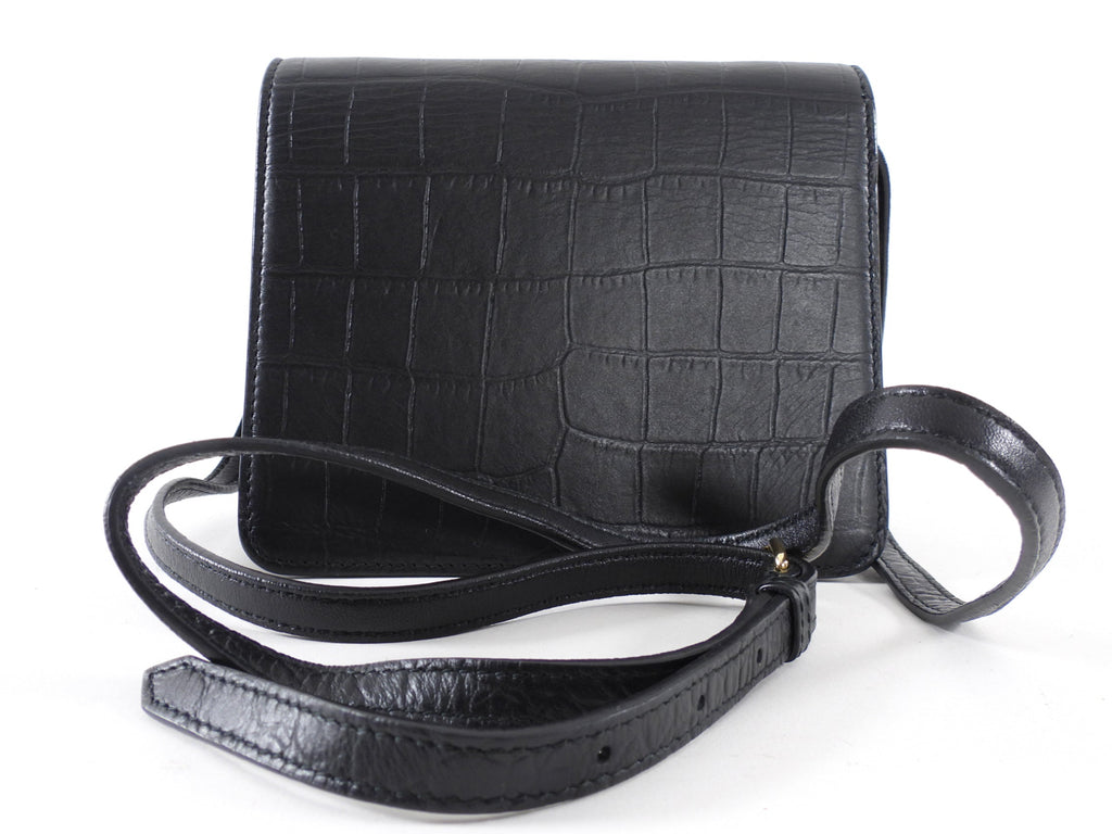 Balenciaga Black Embossed Leather Small Accordion Bag