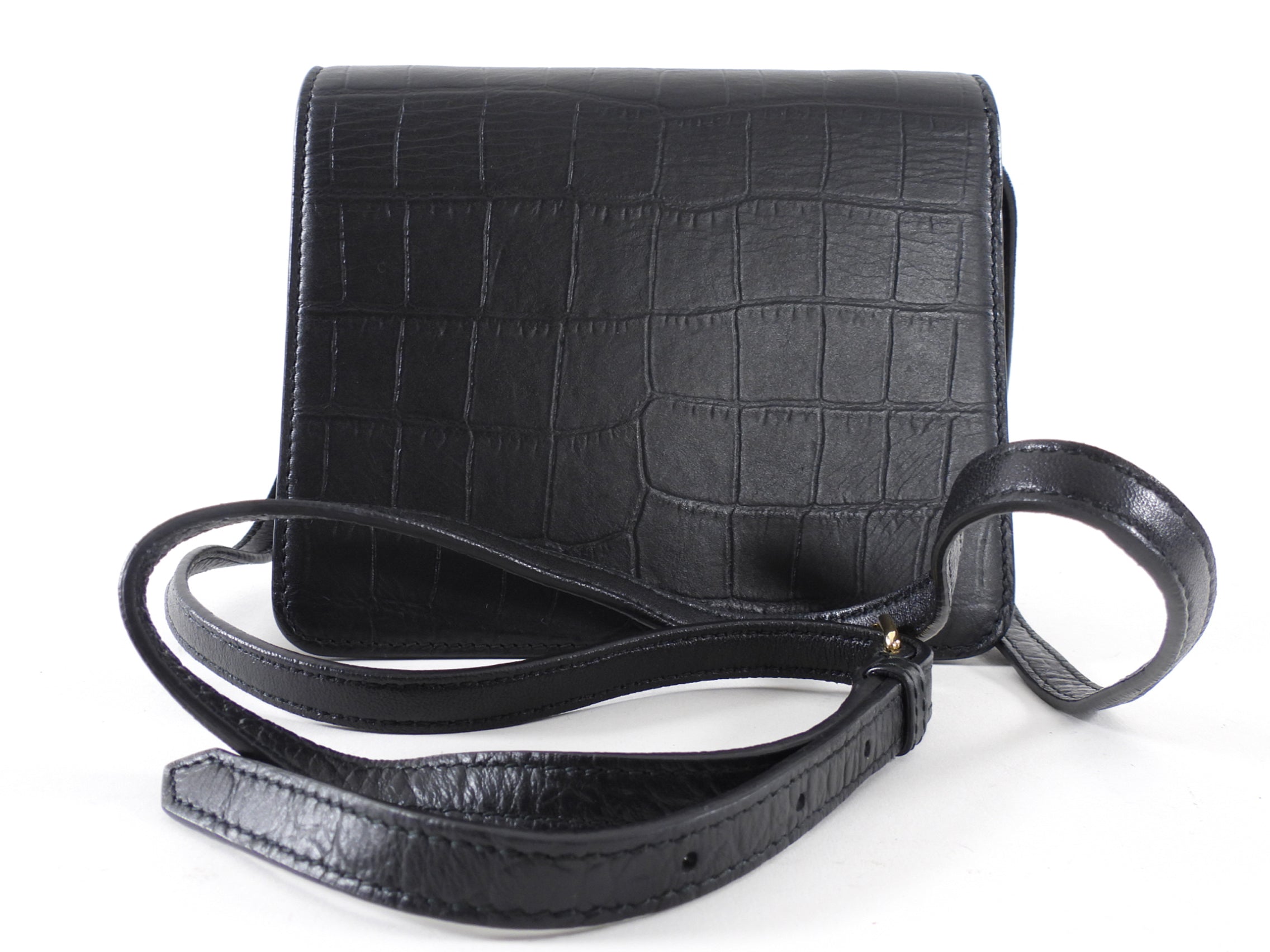 Balenciaga Black Embossed Leather Small Accordion Bag