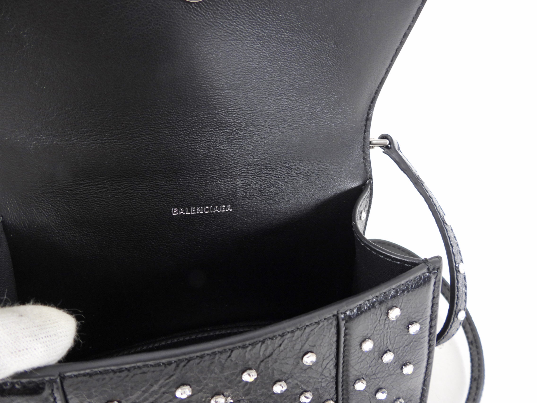 Balenciaga Black Hourglass XS with Rhinestones