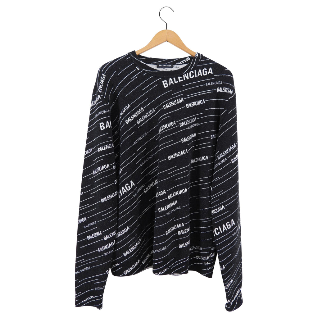 Balenciaga Black Wool Logo Knit Sweater - S / M